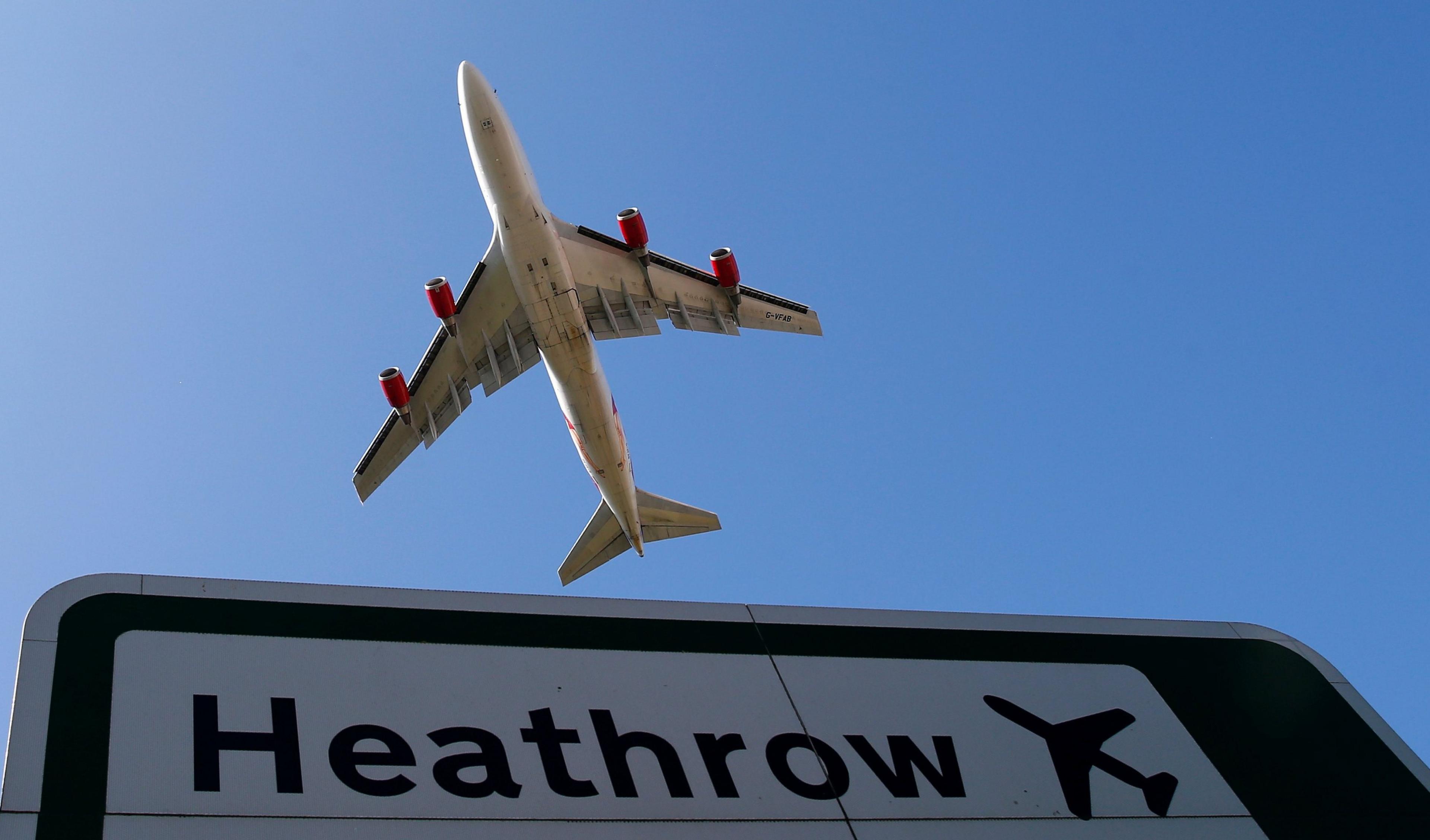 An aircraft takes off from Heathrow airport in west London