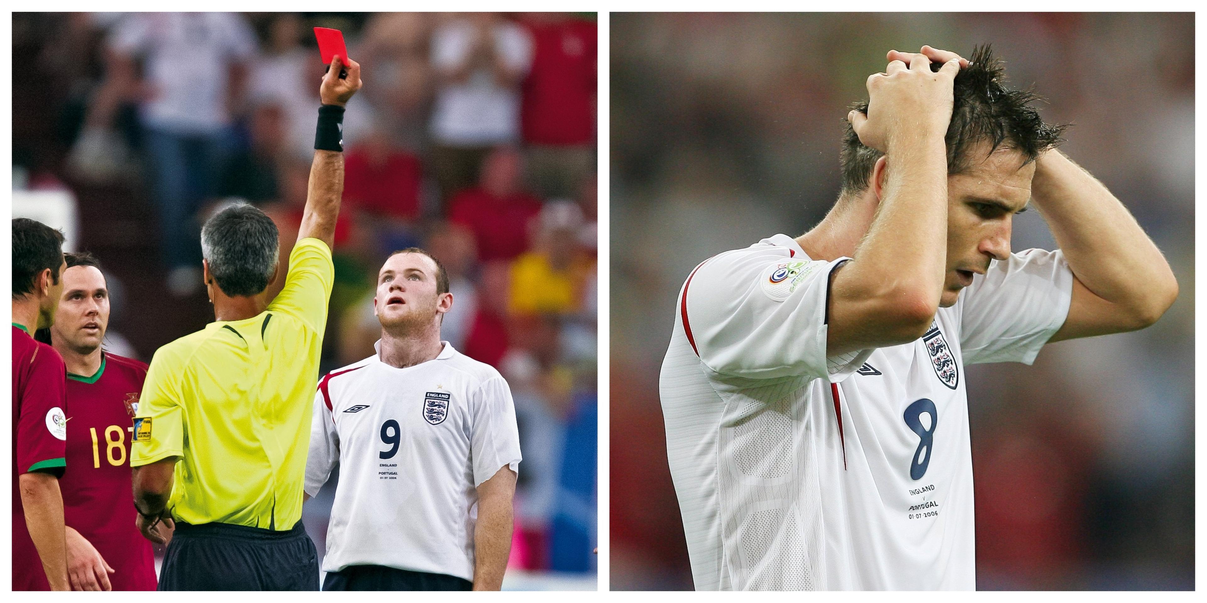 Wayne Rooney is sent off and Lampard misses a penalty.