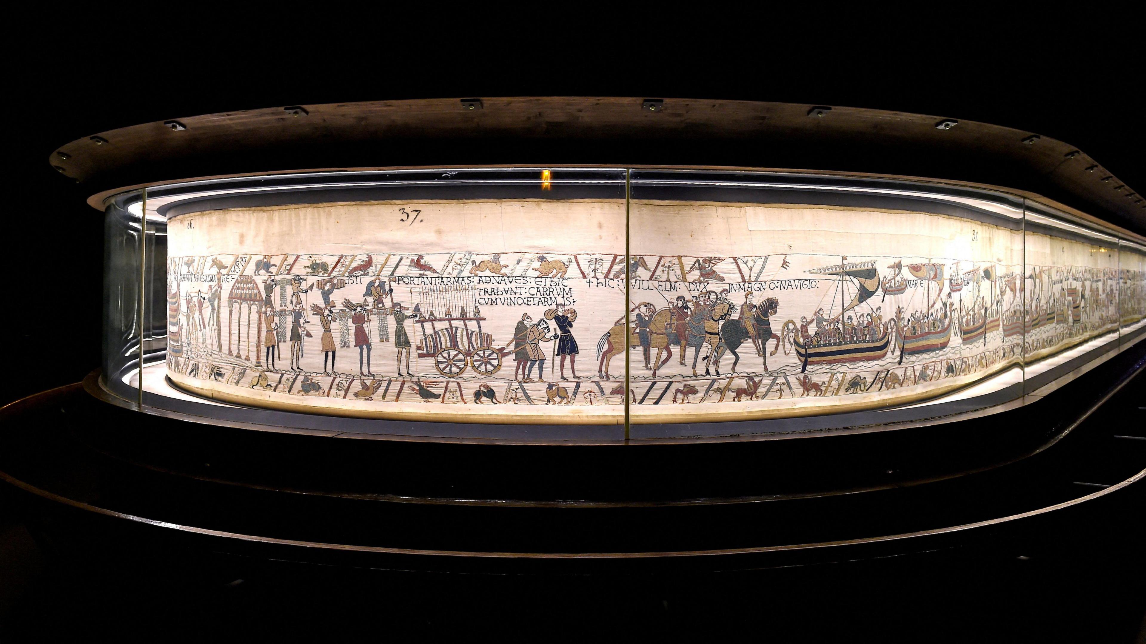Bayeux Tapestry is displayed in this undated handout photo taken at the Bayeux Museum in France.