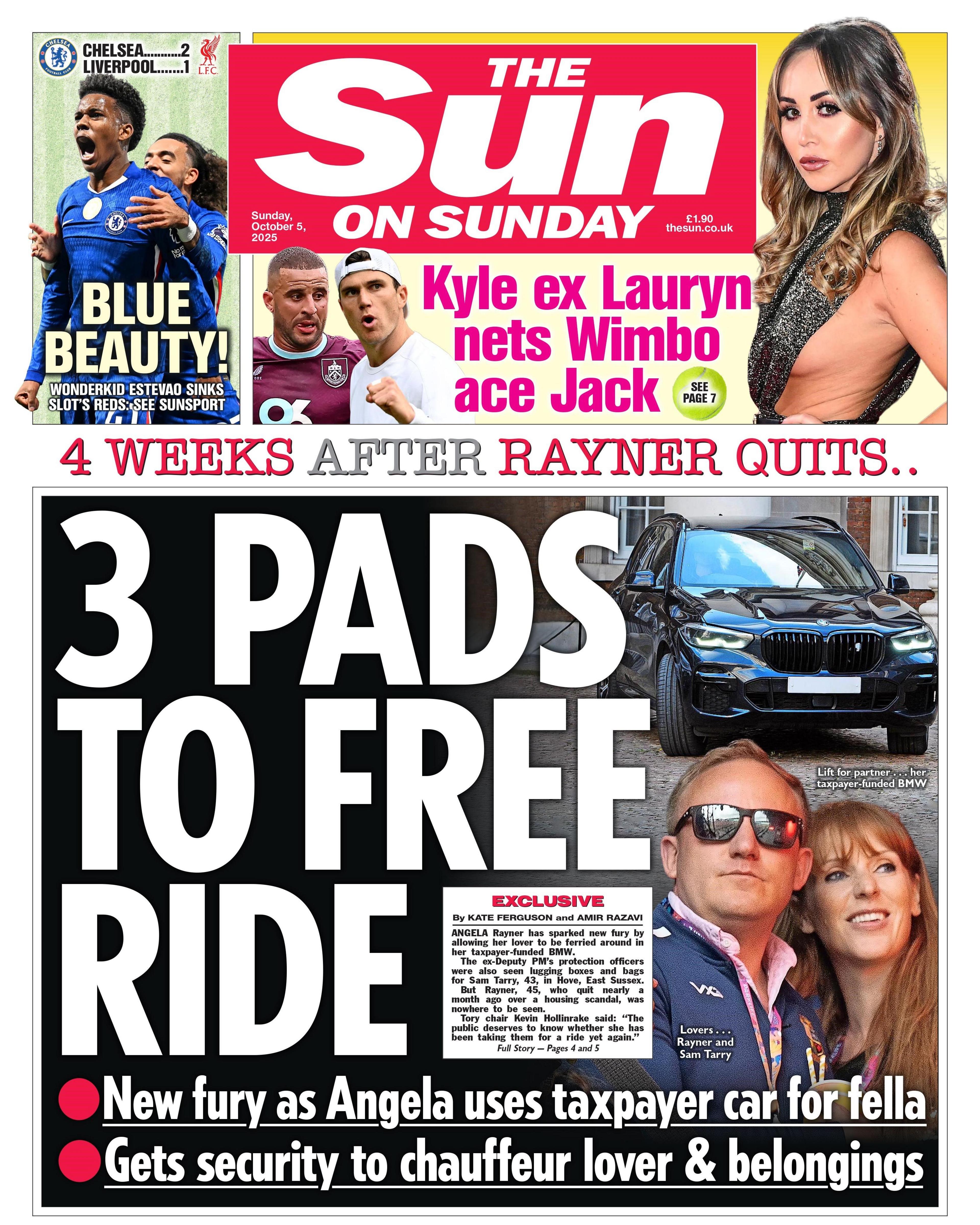 "Three pads to free ride" reads the headline on the front page of The Sun.