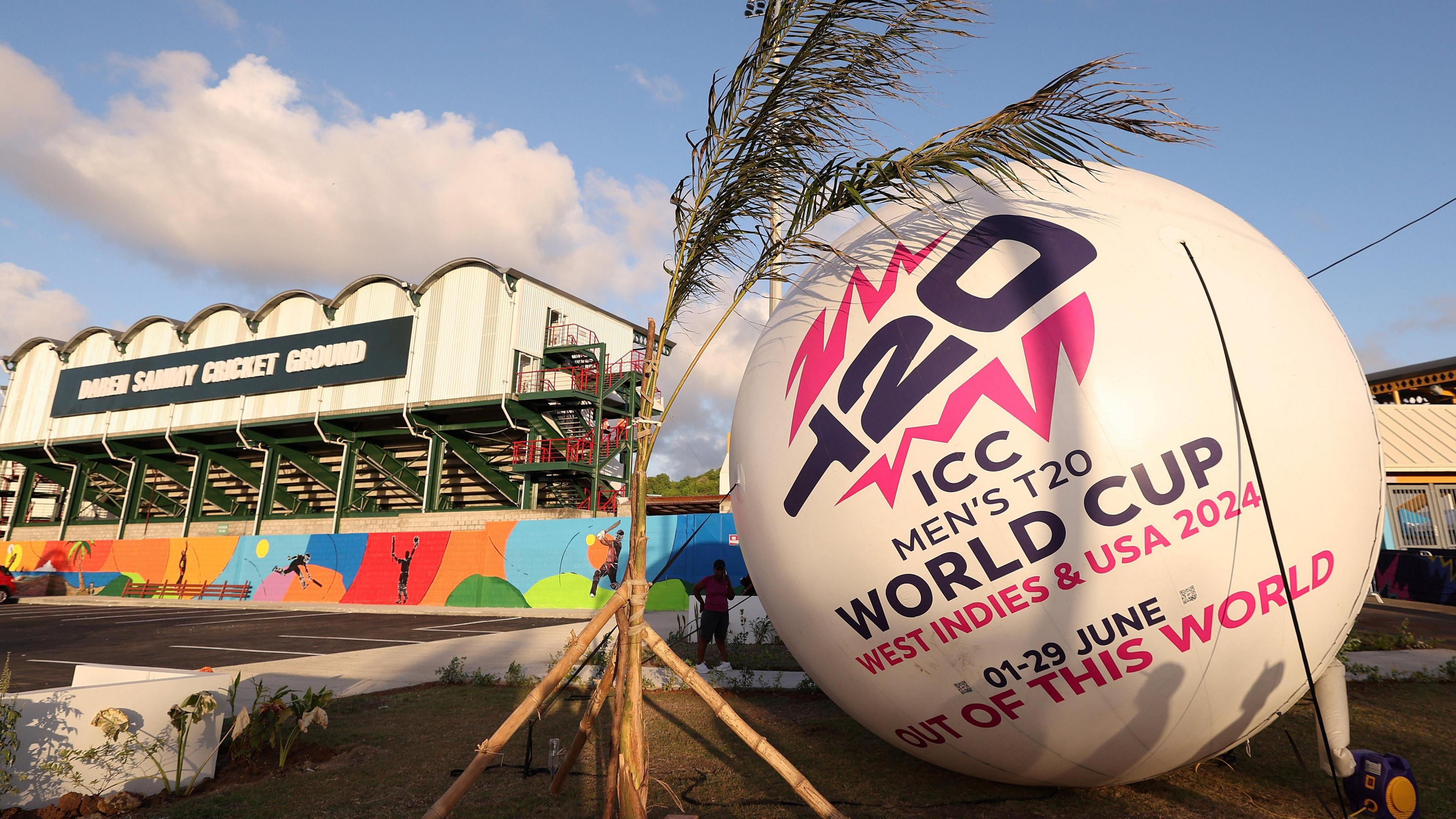 T20 World Cup branding at Daren Sammy Stadium