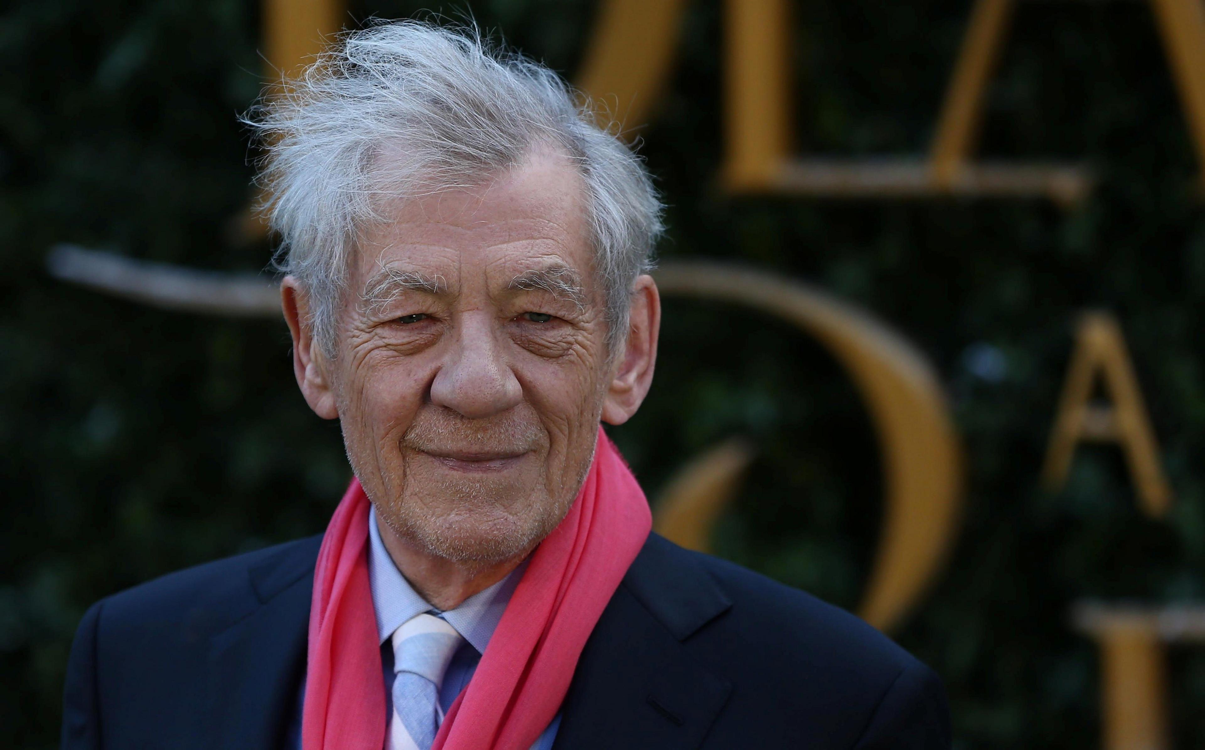 Actor Ian McKellen poses for photographers at media event for the film Beauty and the Beast in London, Britain 23 February 2017