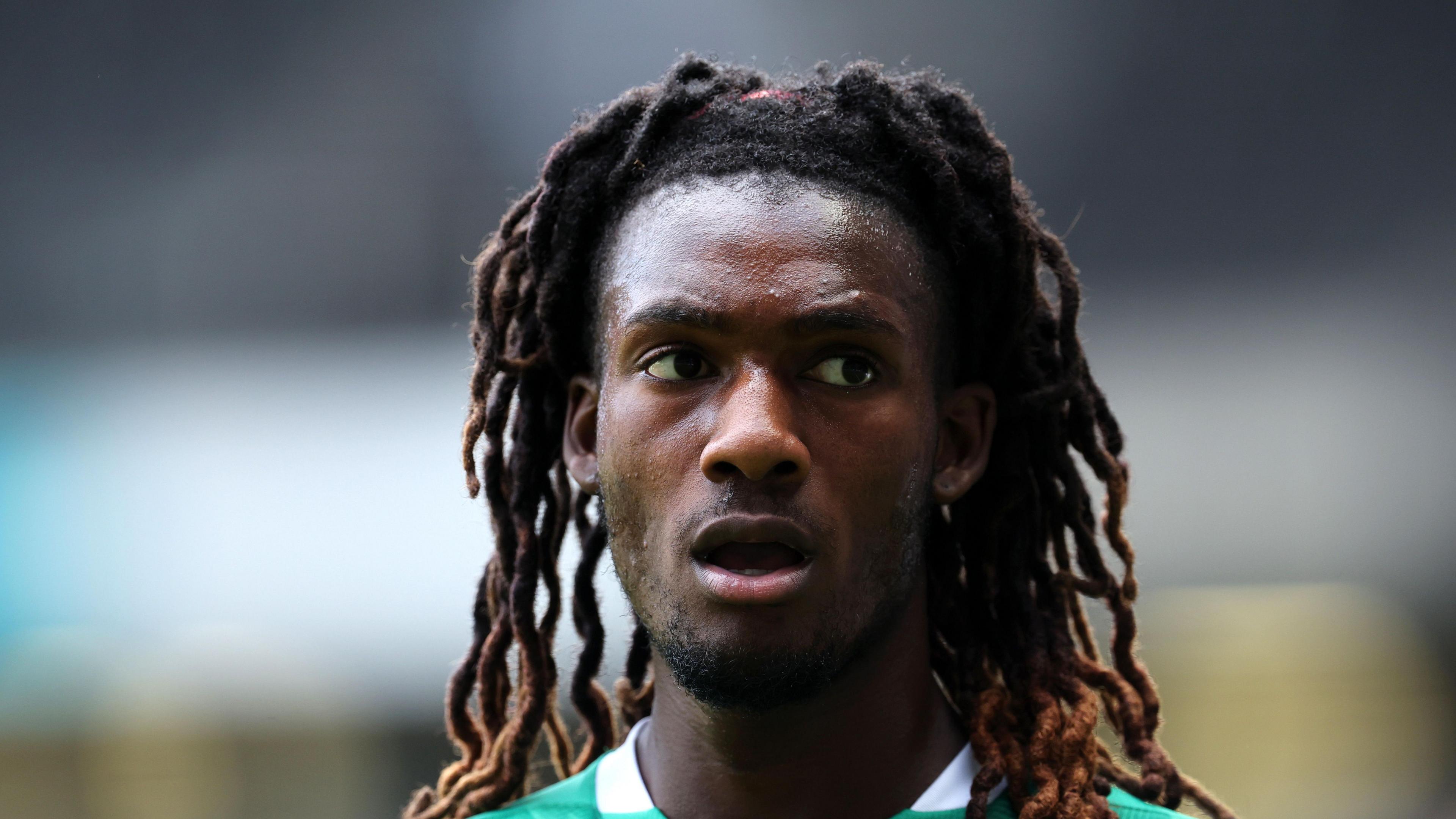 Ibrahim Cissoko playing for Plymouth in a pre-season friendly in 2024