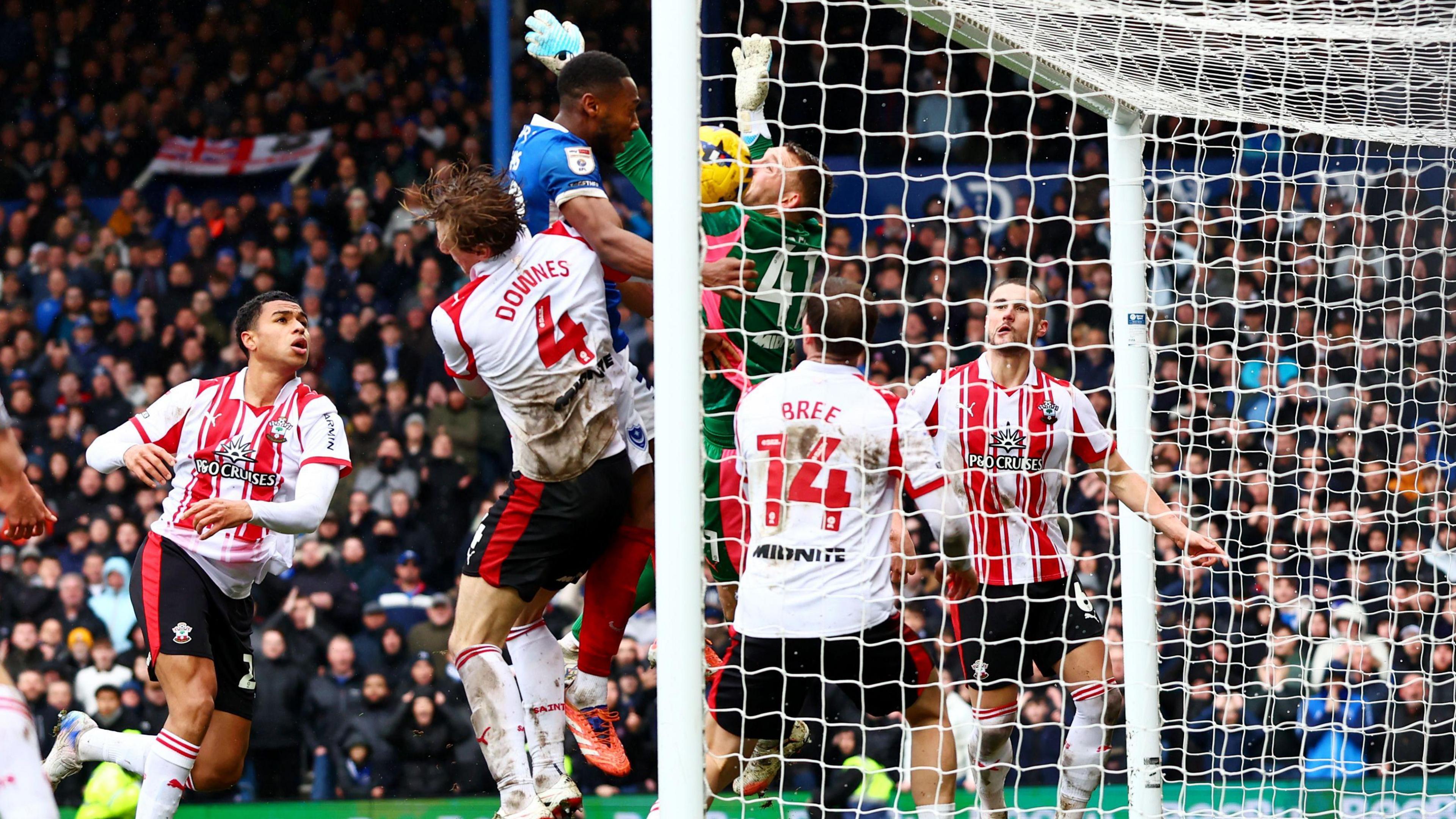 Ebou Adams jumps highest to head Portsmouth level in the south coast derby