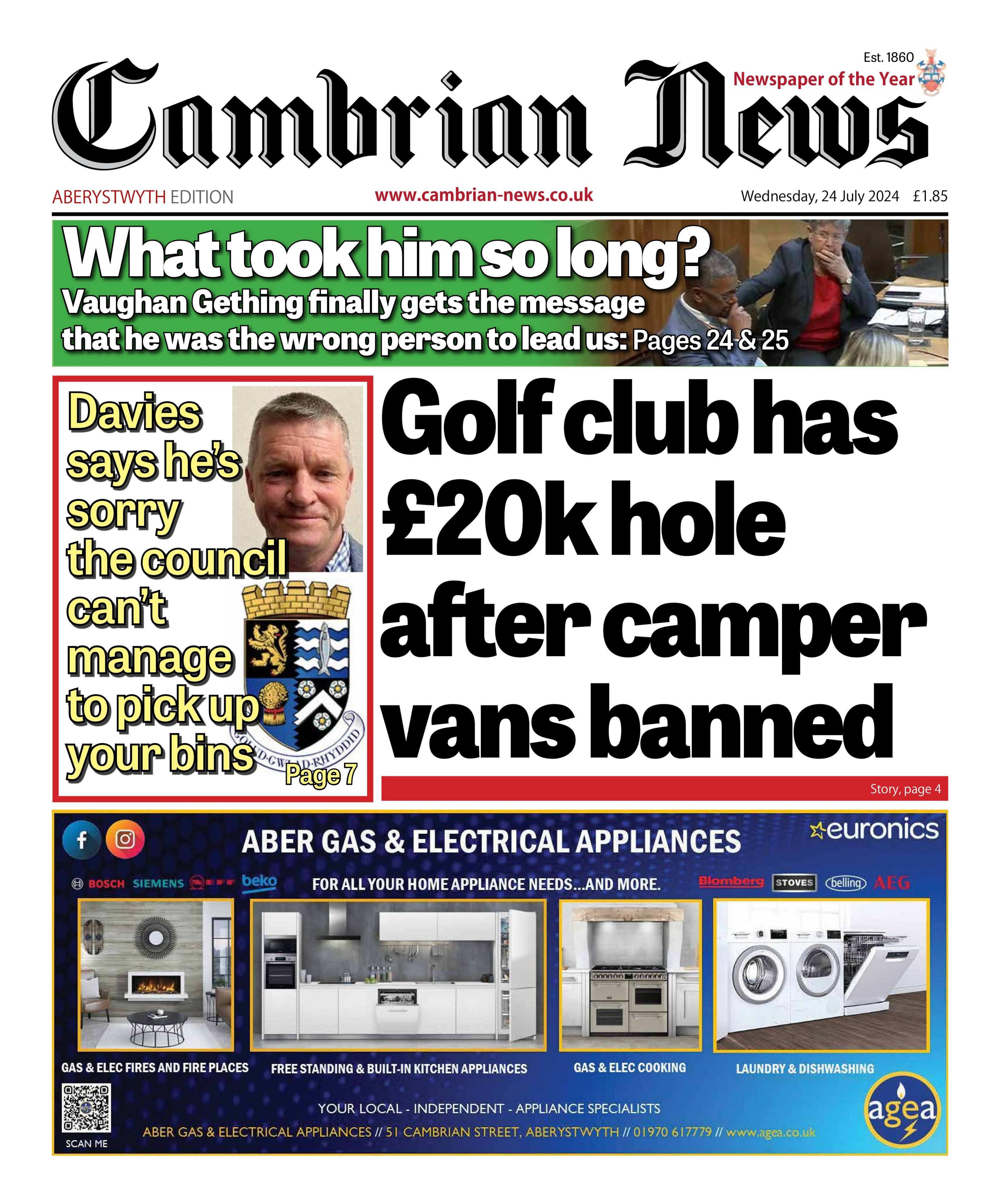 Front page of the Cambrian News