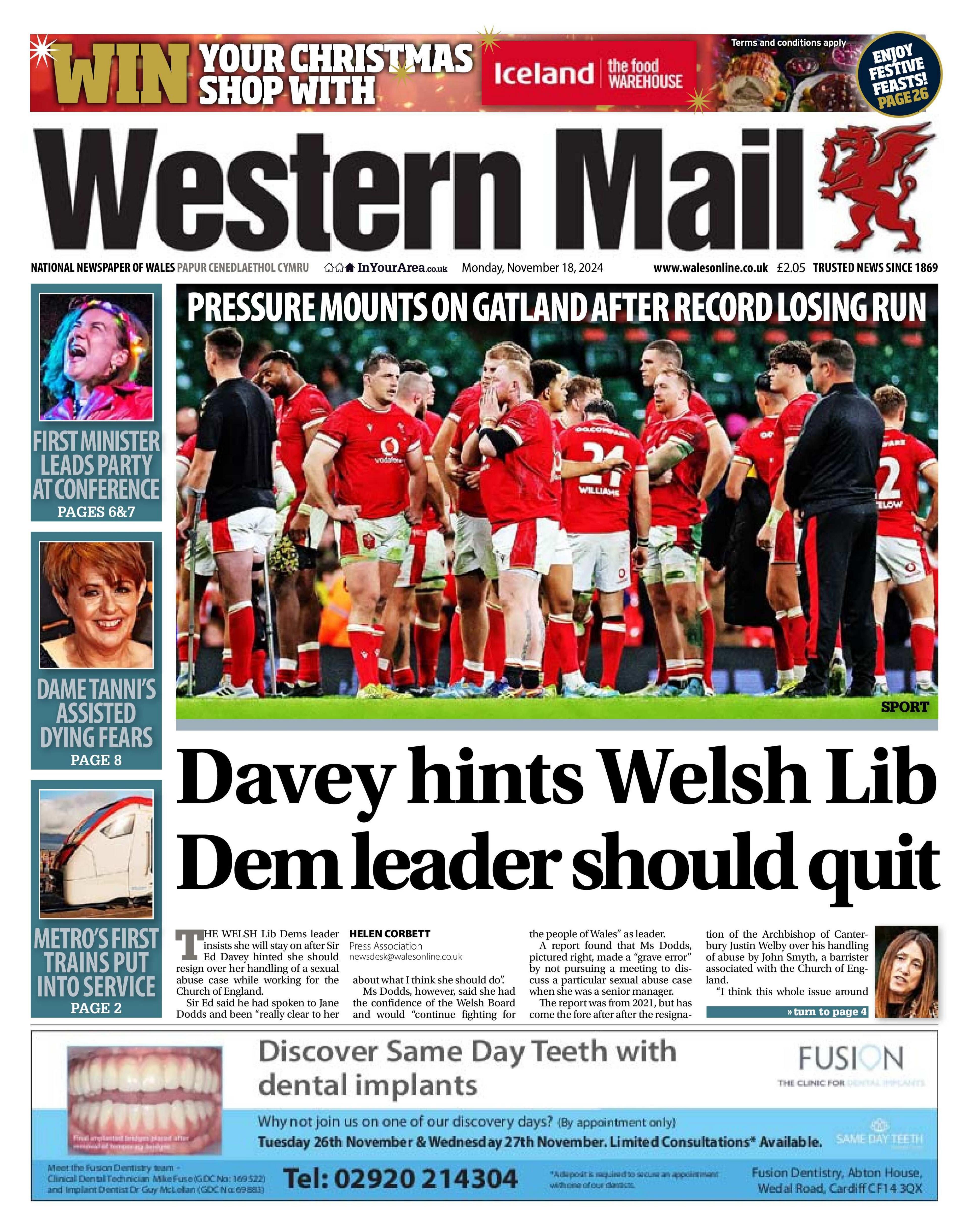 Western Mail front page