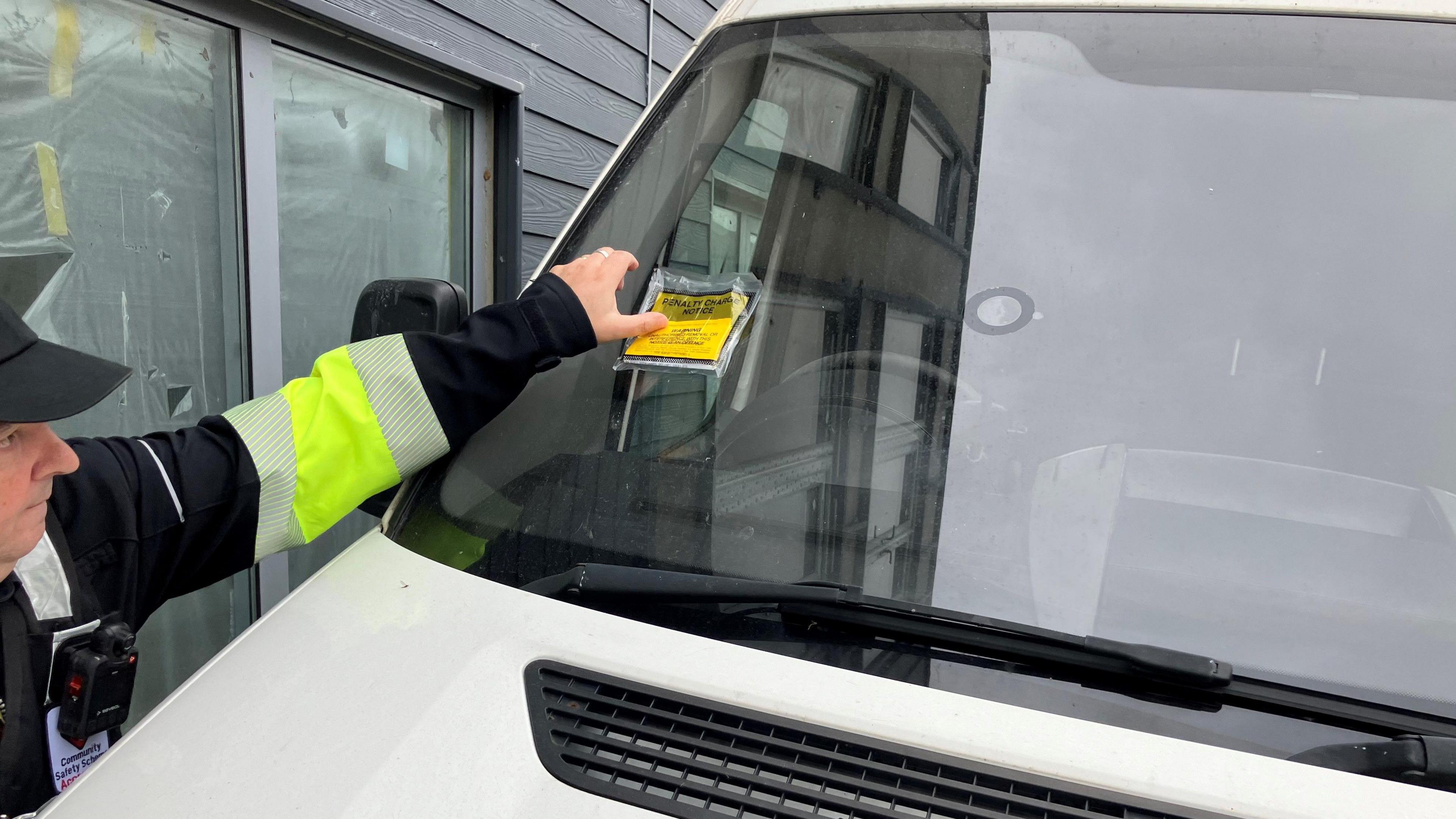 Penalty charge notice put on van in Newquay by an enforcement officer