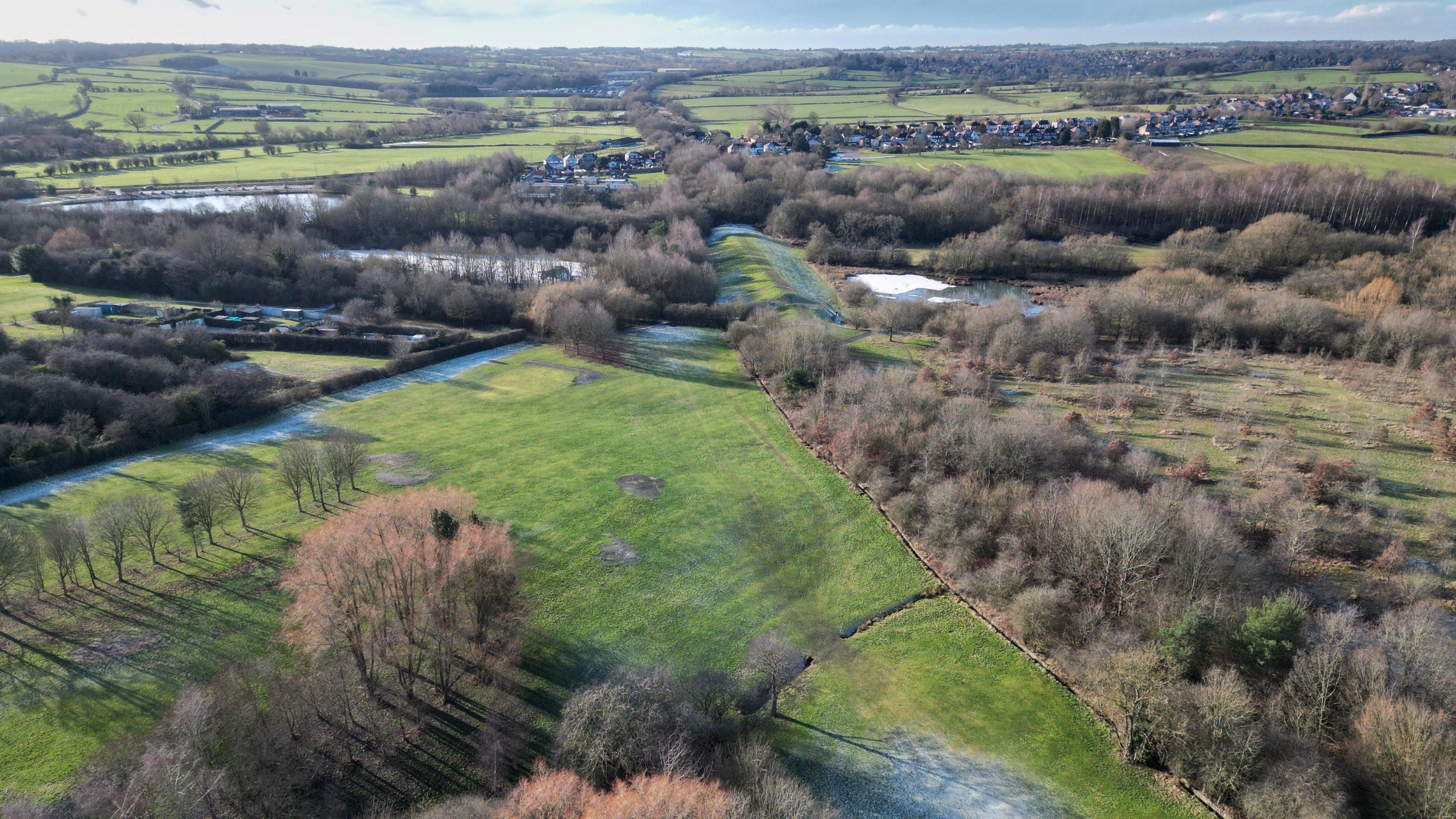An aerial photo of the former Pewit golf course