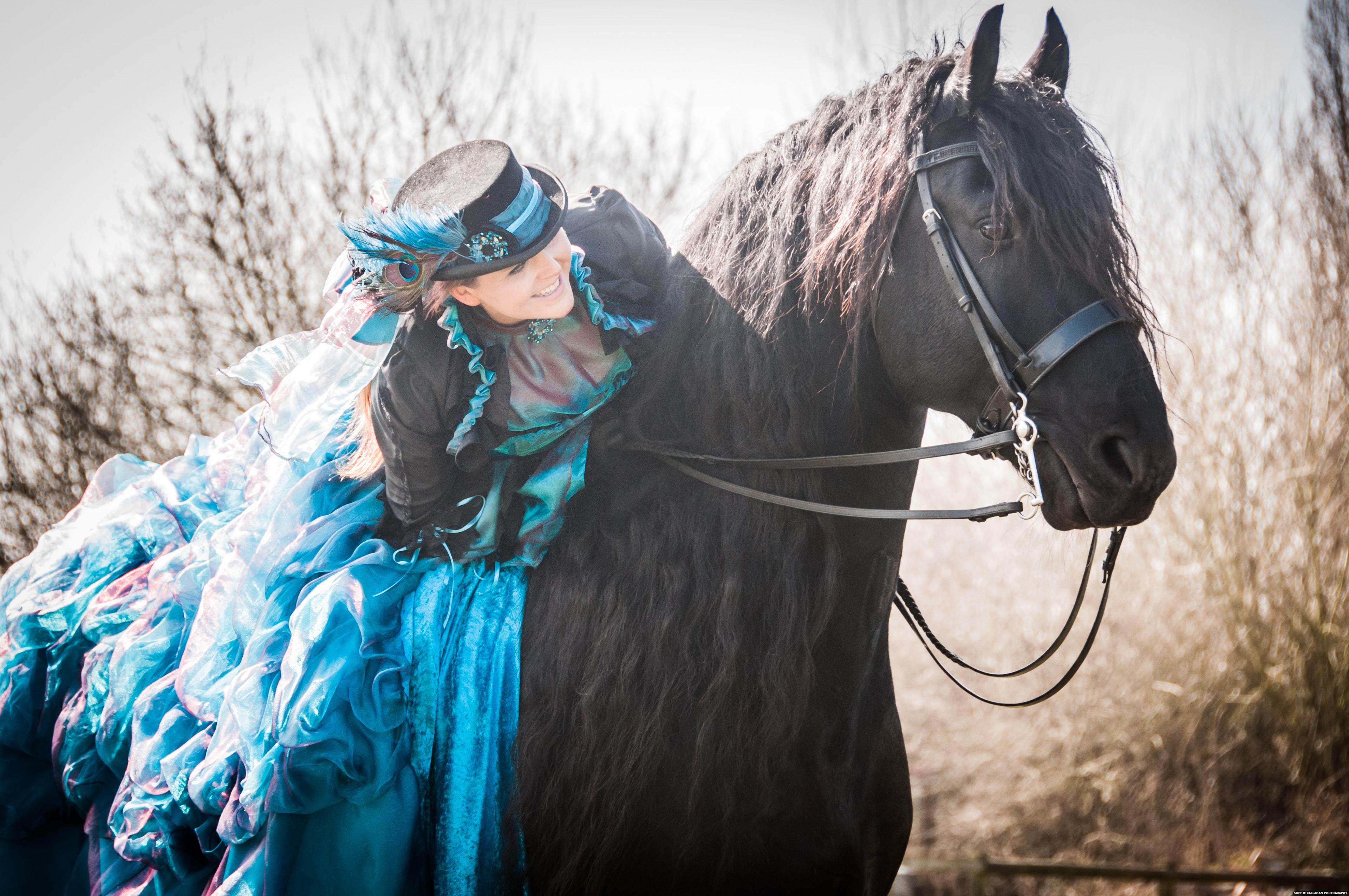 A picture of a horse and rider, posted on Facebook by Sophie Callahan Photography, as part of the #blueforBonnie campaign