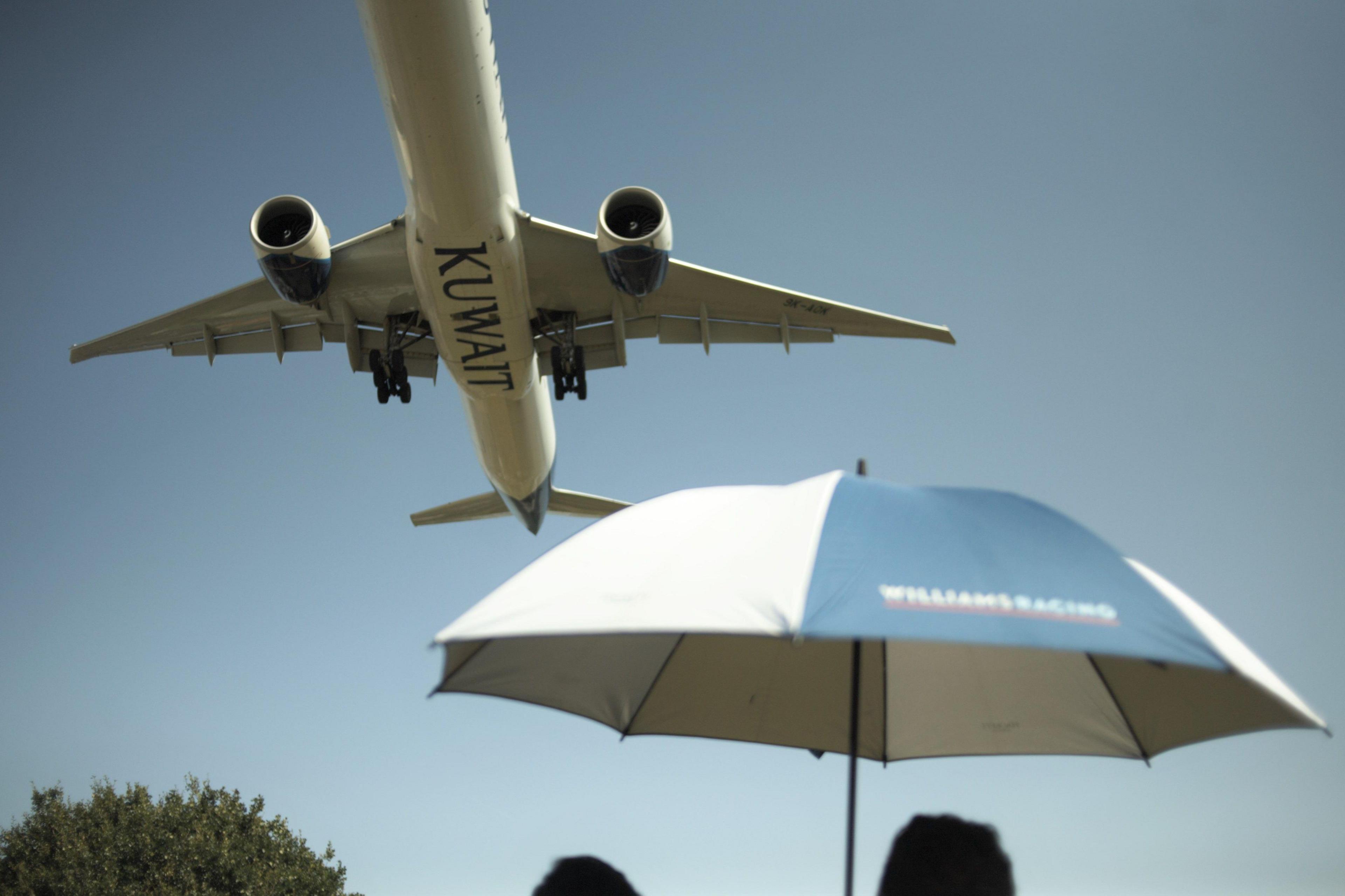 Umbrella under Kuwait Airlines flight