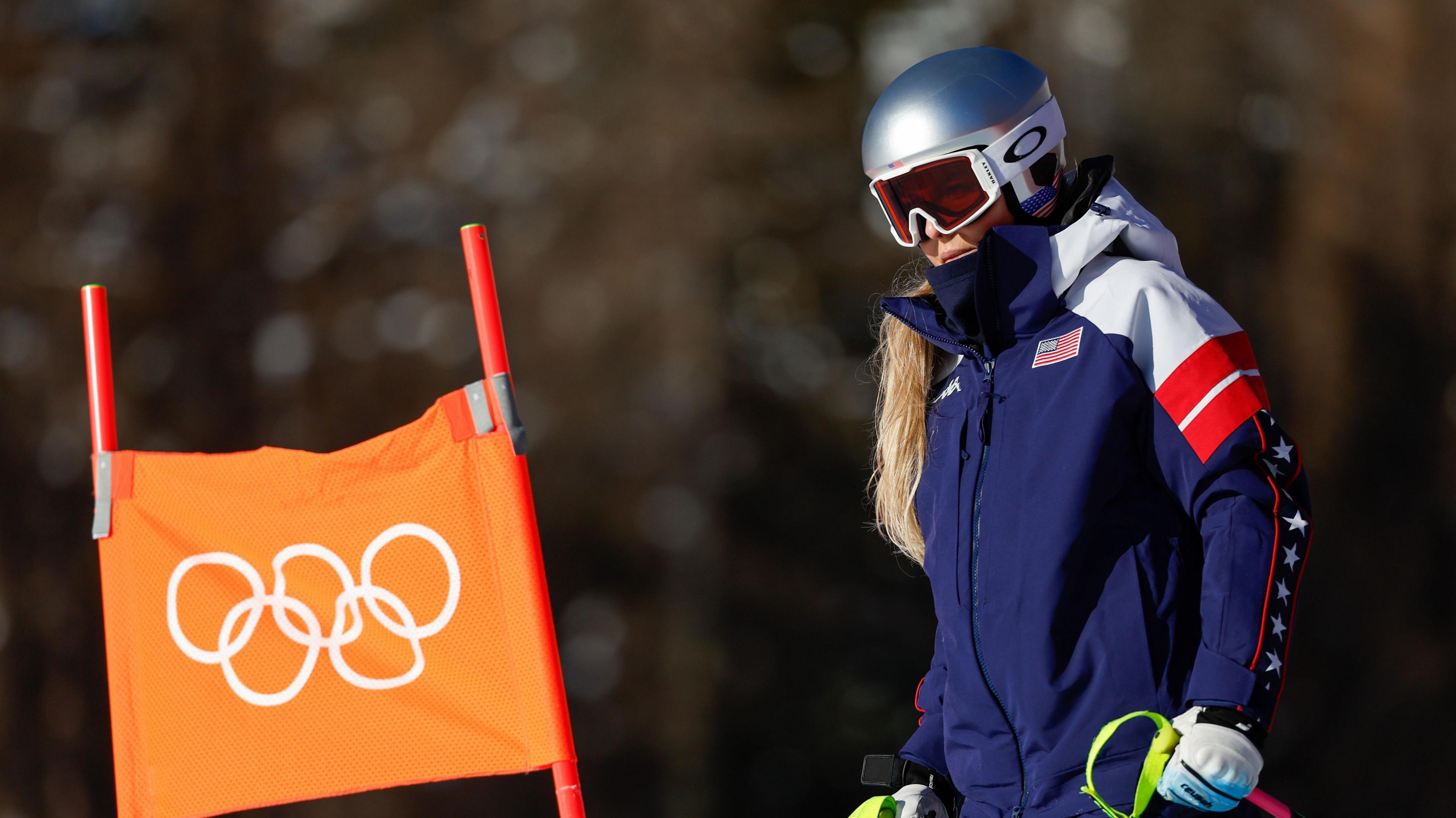 Lindsey Vonn of Team United States during Women's Downhill on day two of the Milano Cortina 2026 Winter Olympics at Tofane Alpine Skiing Centre on February 8, 2026.