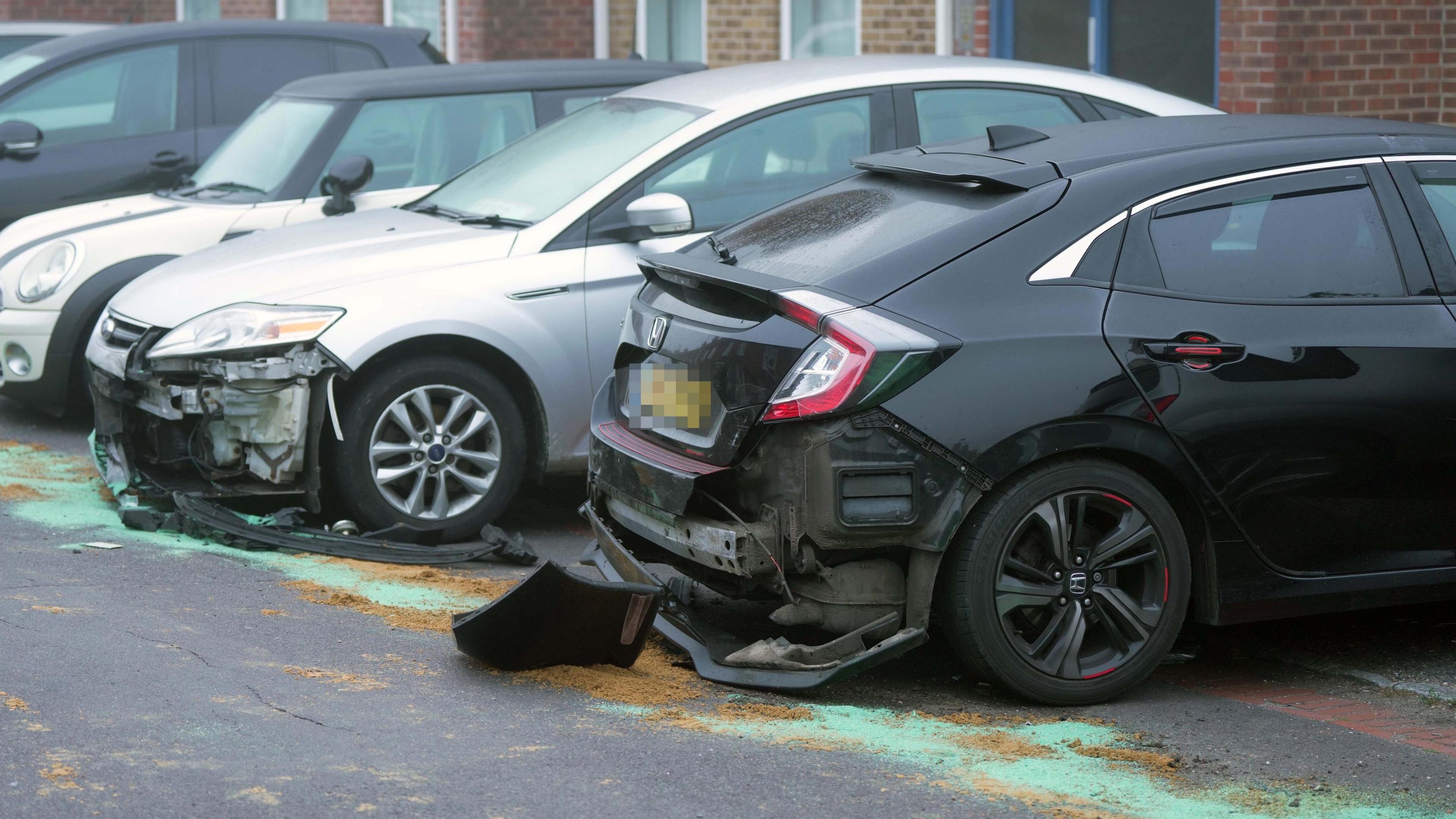 Damaged cars in Bognor