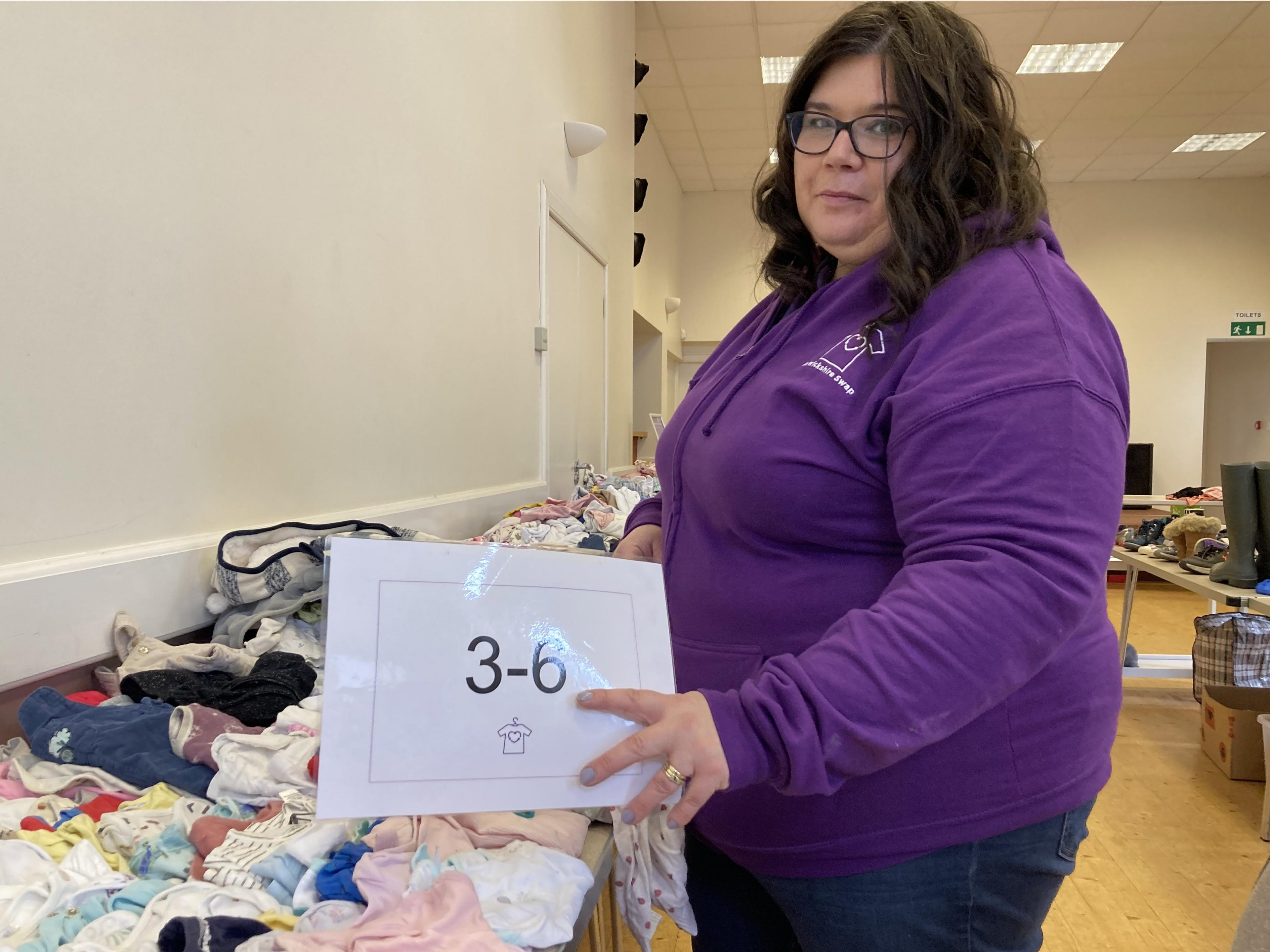 Volunteer Emma Finlayson preparing Heiton Village Hall for a recent swap shop.