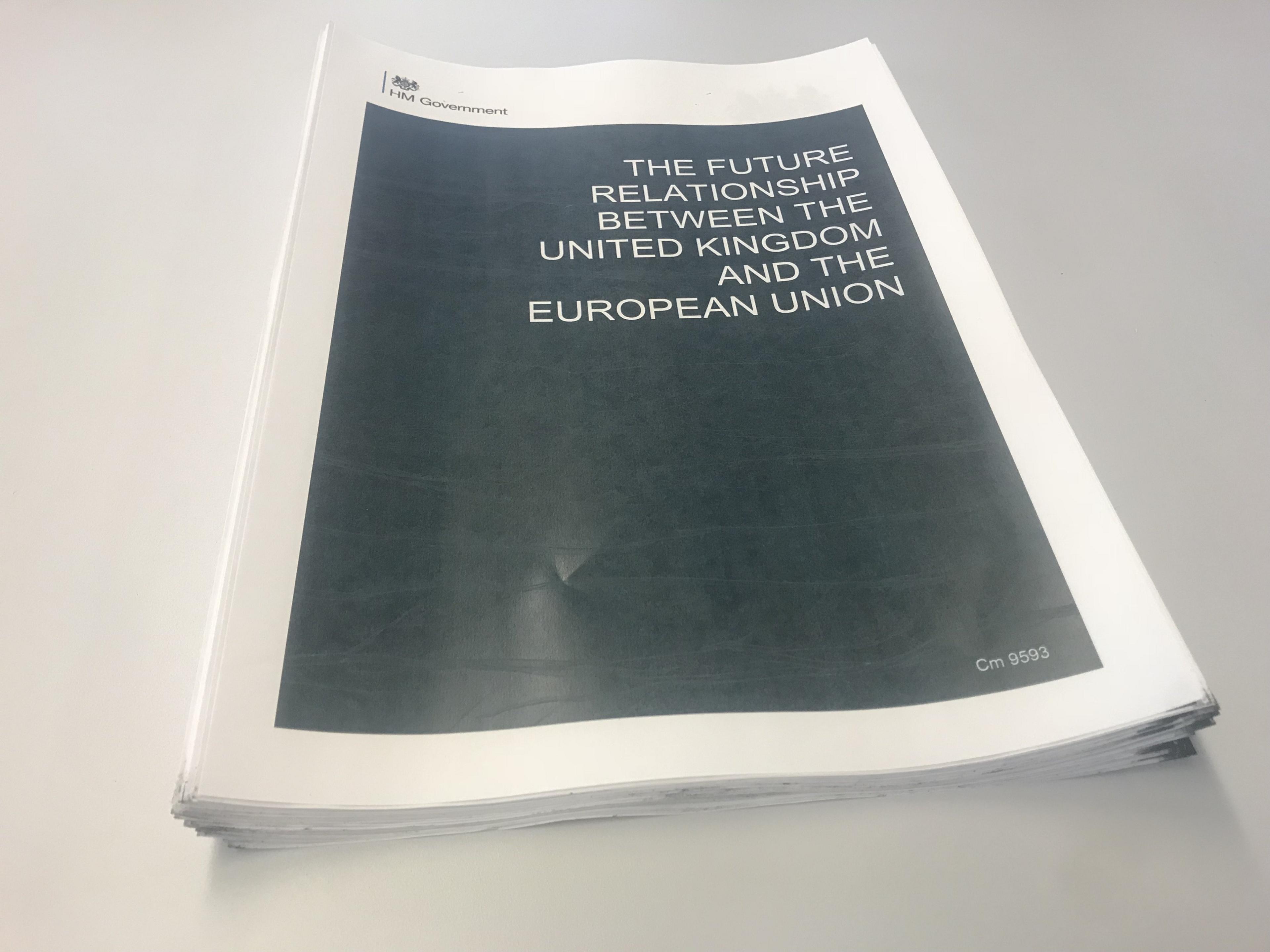 The front cover of the Brexit White Paper