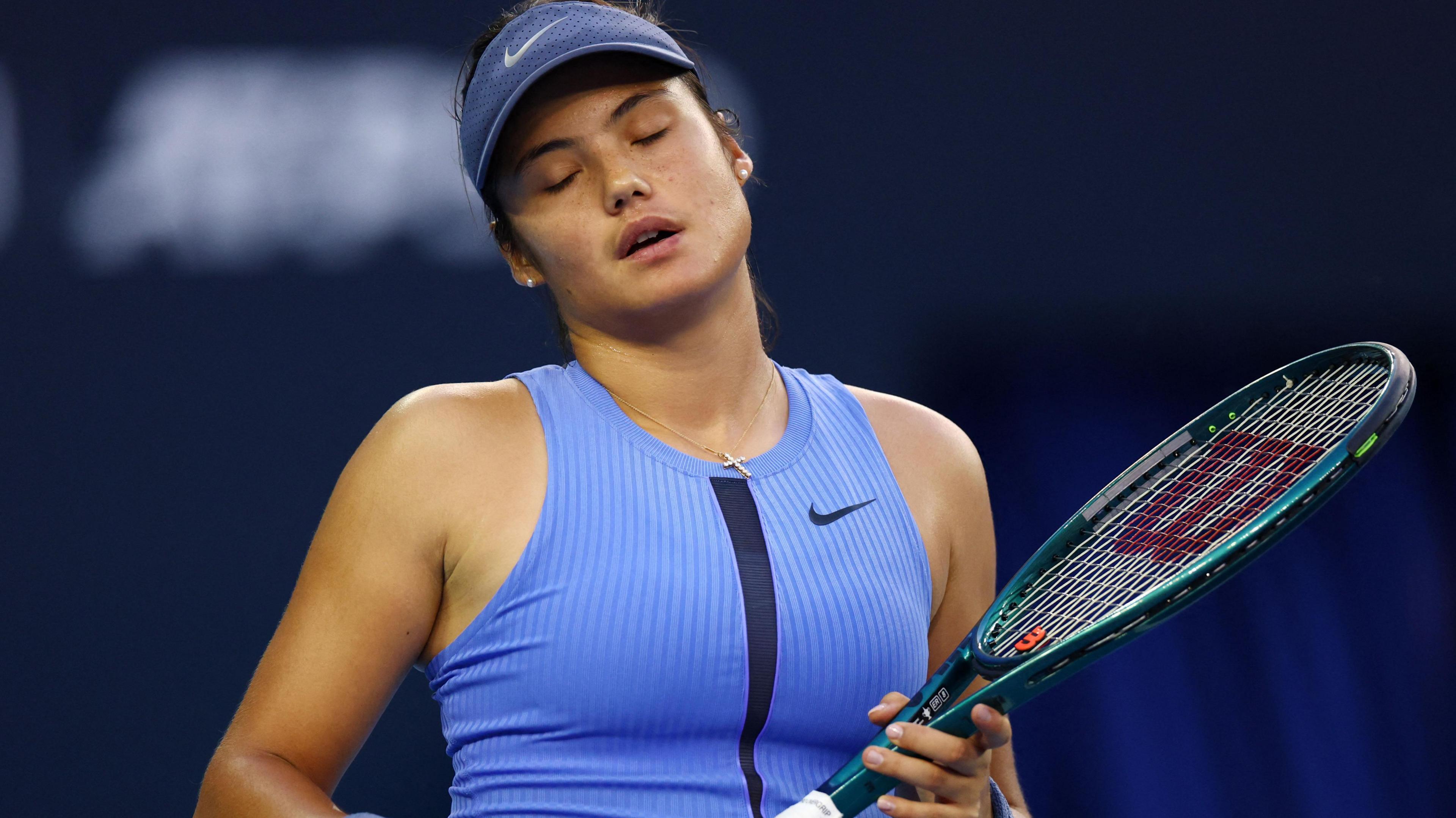 Emma Raducanu with her eyes closed