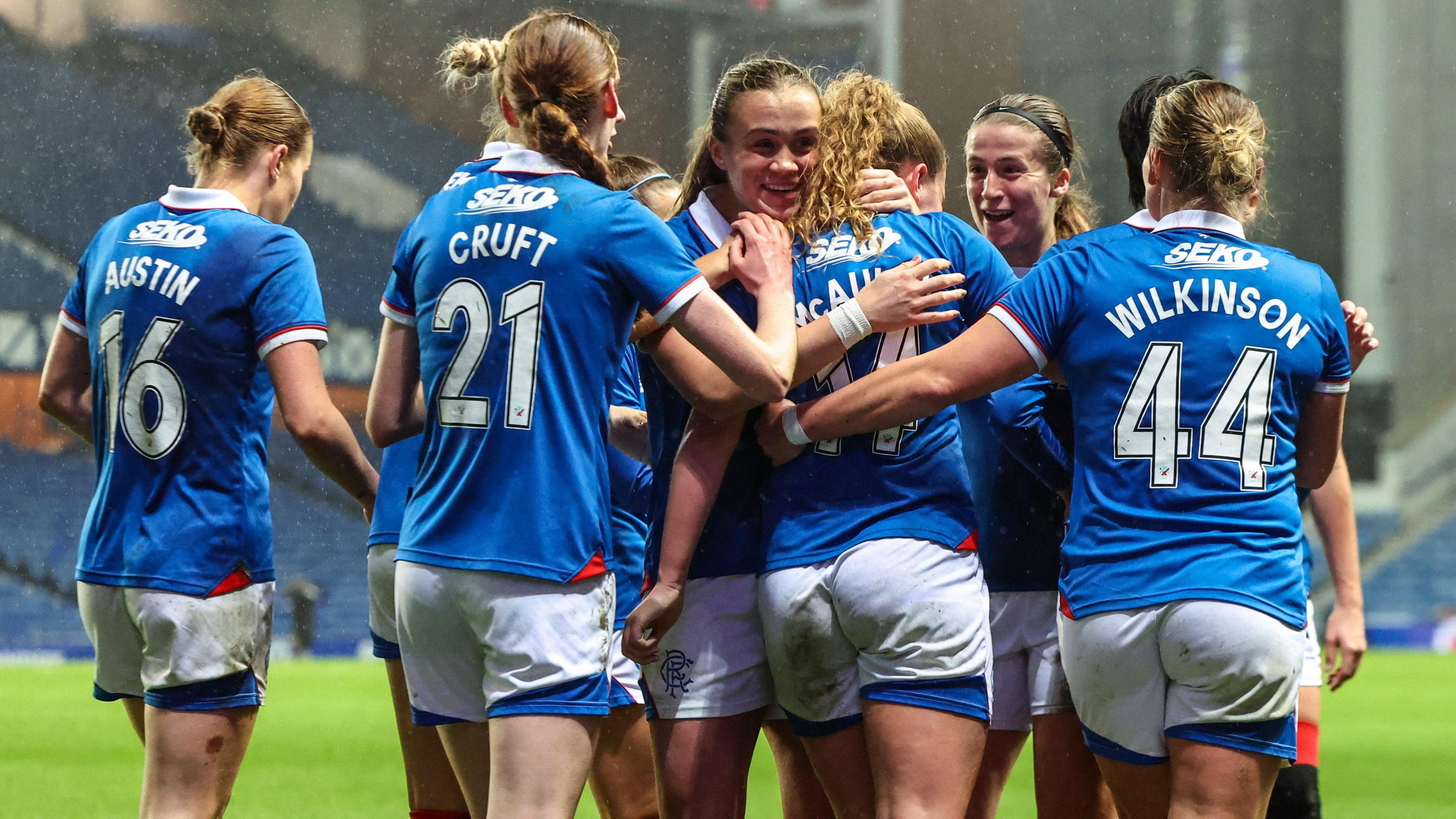 Rangers players celebrate