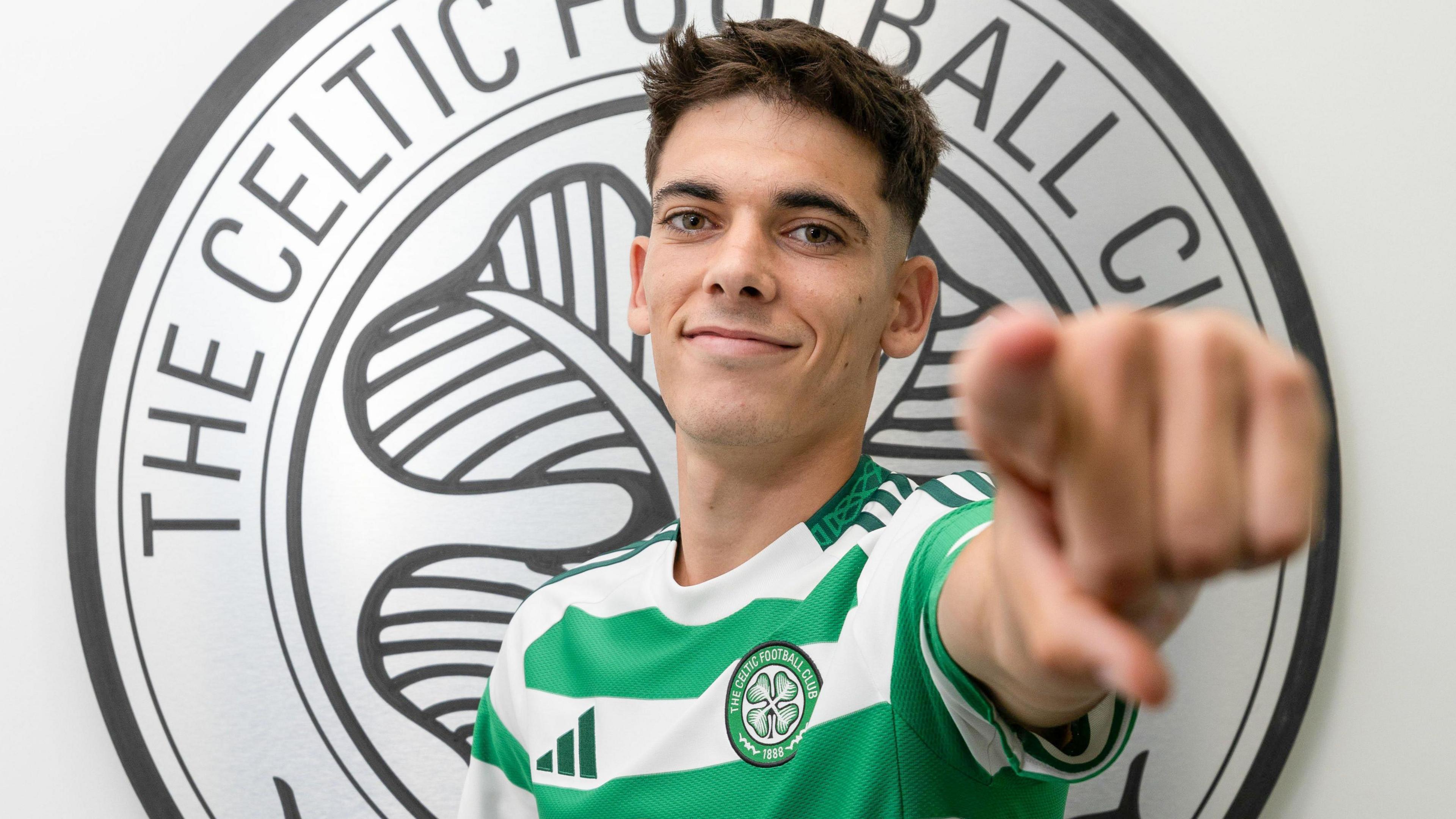 Alex Valle is pictured after signing for Celtic on loan from Barcelona at Celtic Park