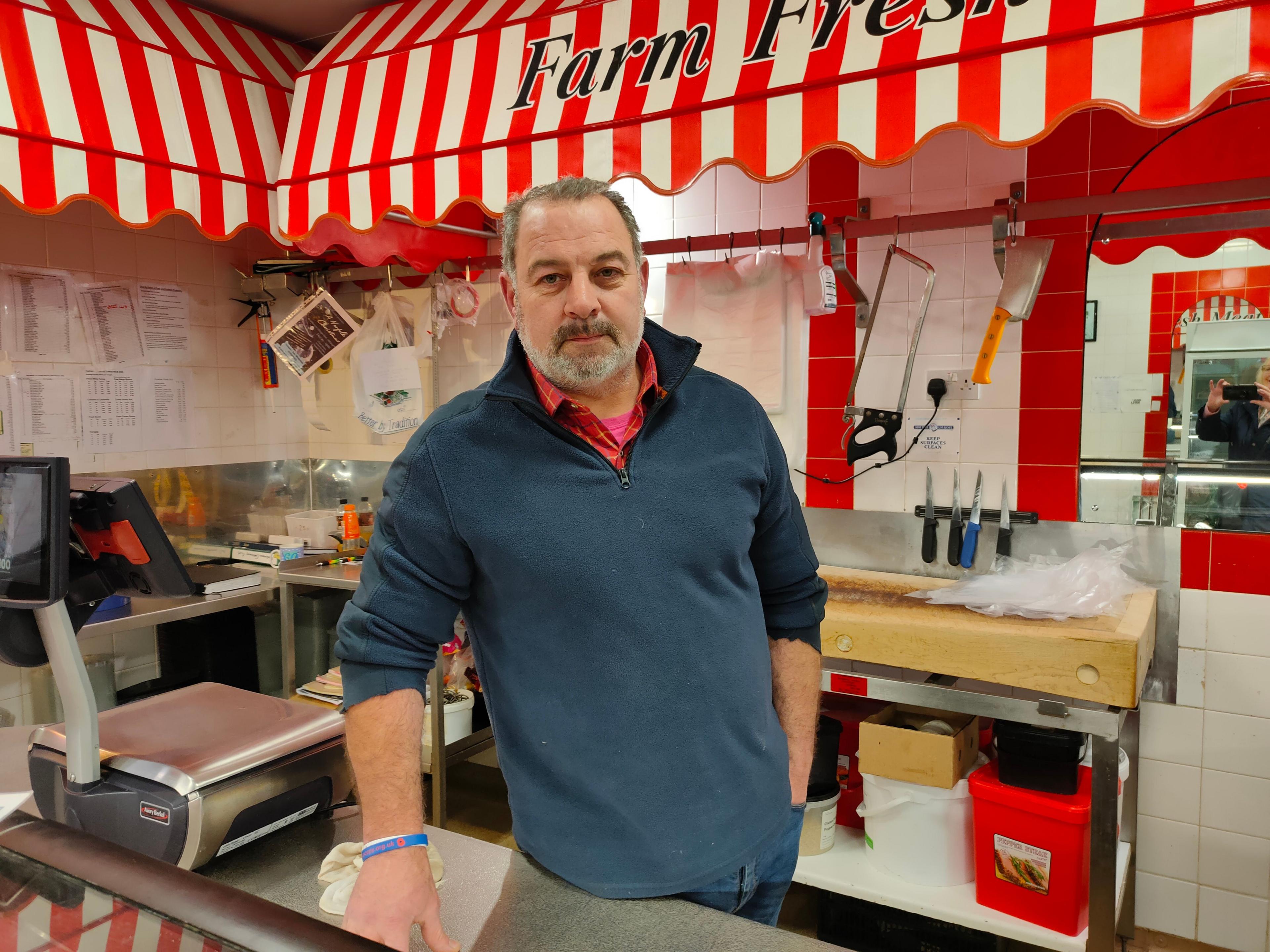 Sam Papworth inside his butcher's shop 