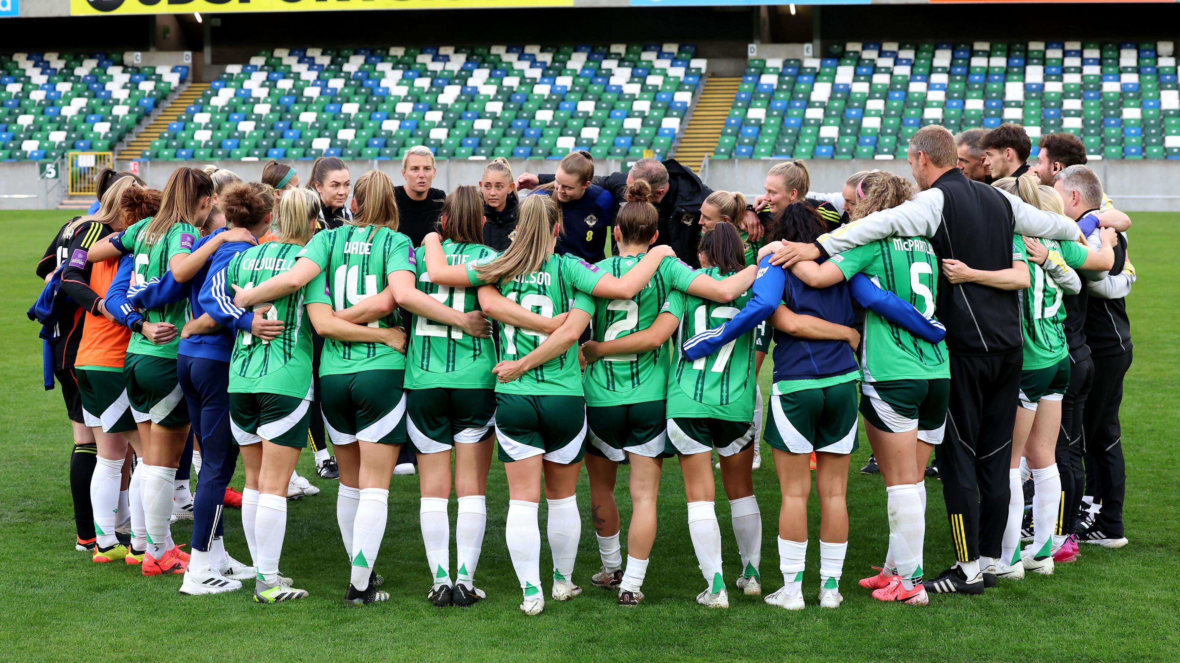 Northern Ireland squad in a huddle