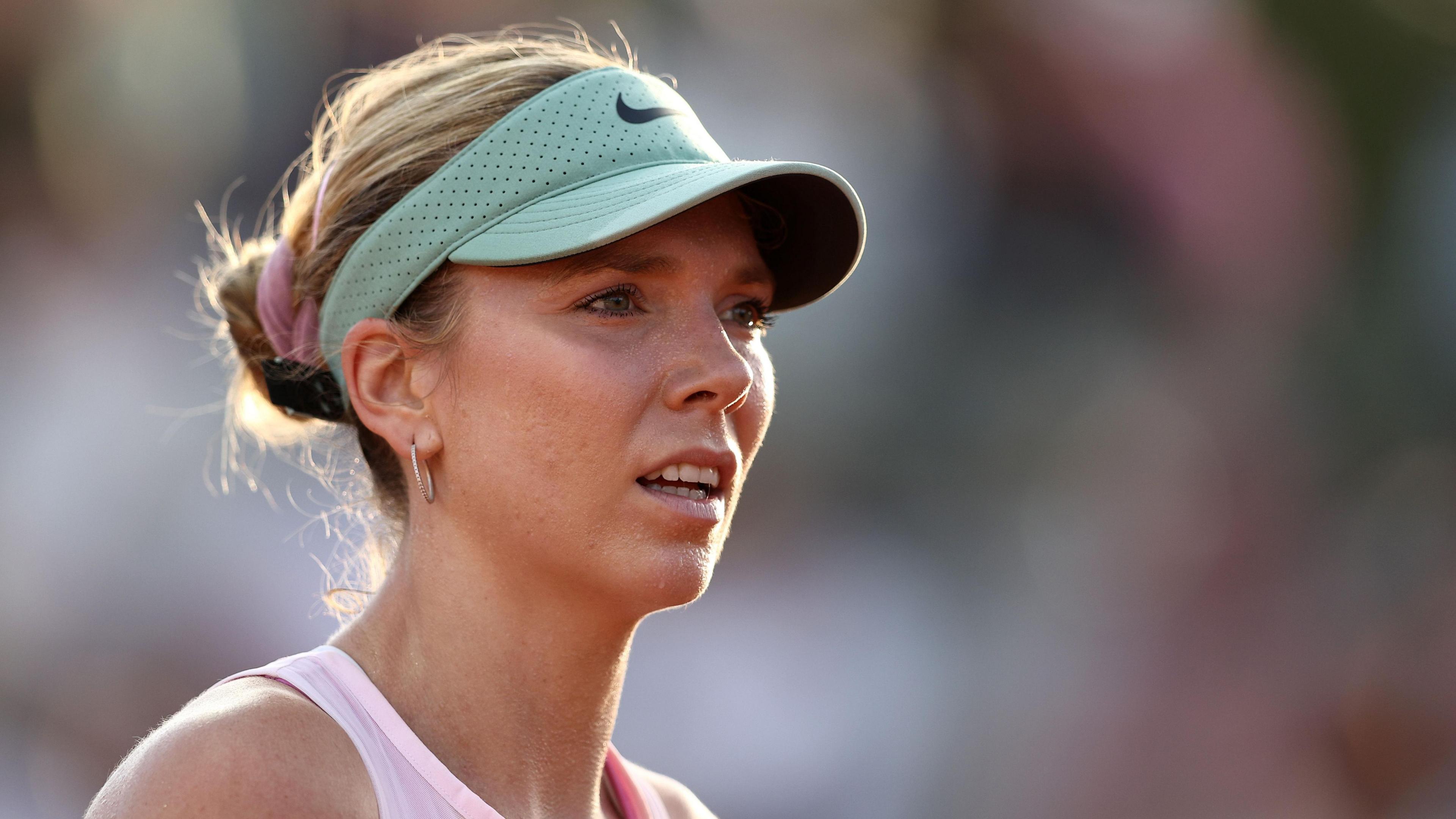 Katie Boulter looks on during the French Open
