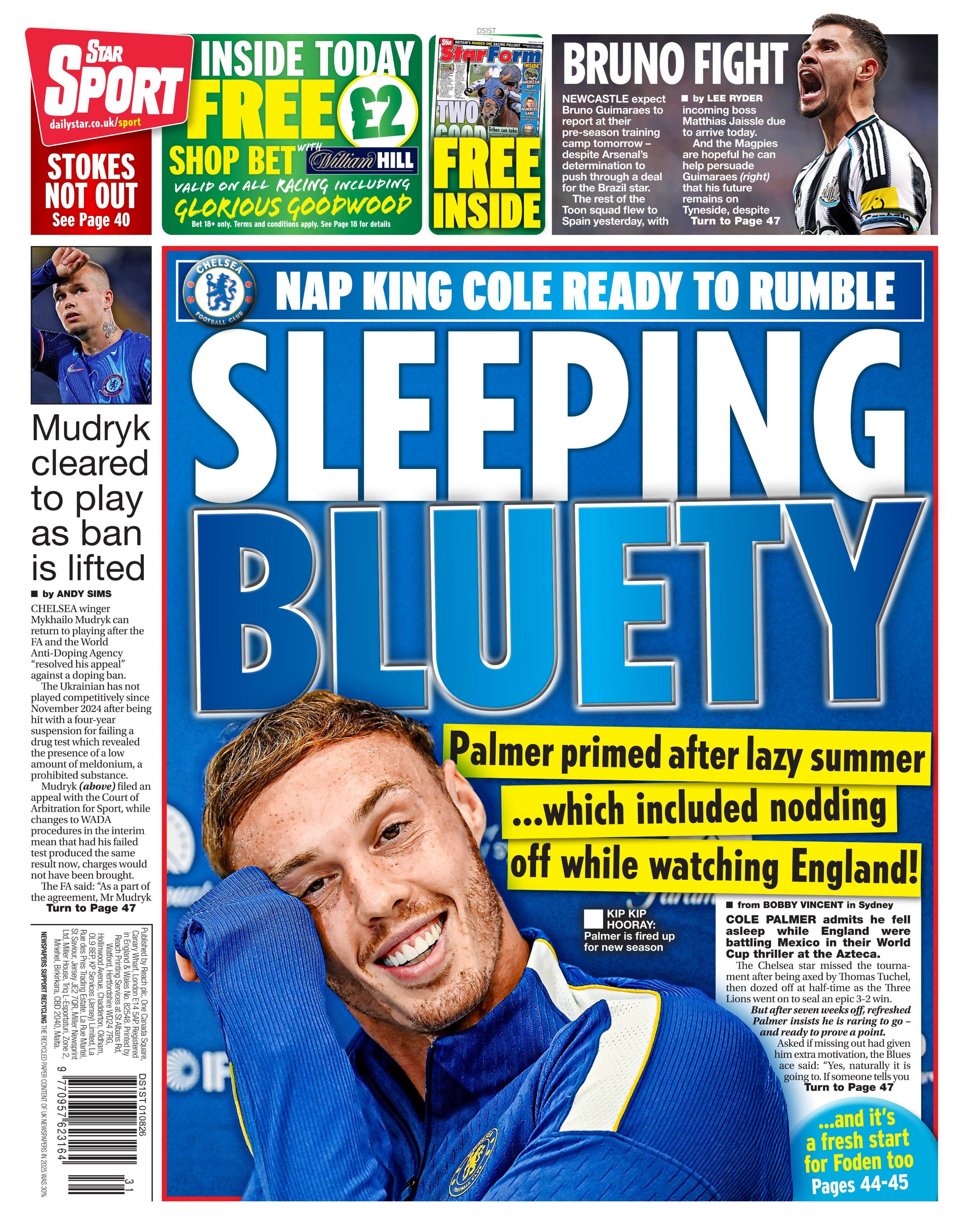 Back page of the Daily Star on 1 August 2026