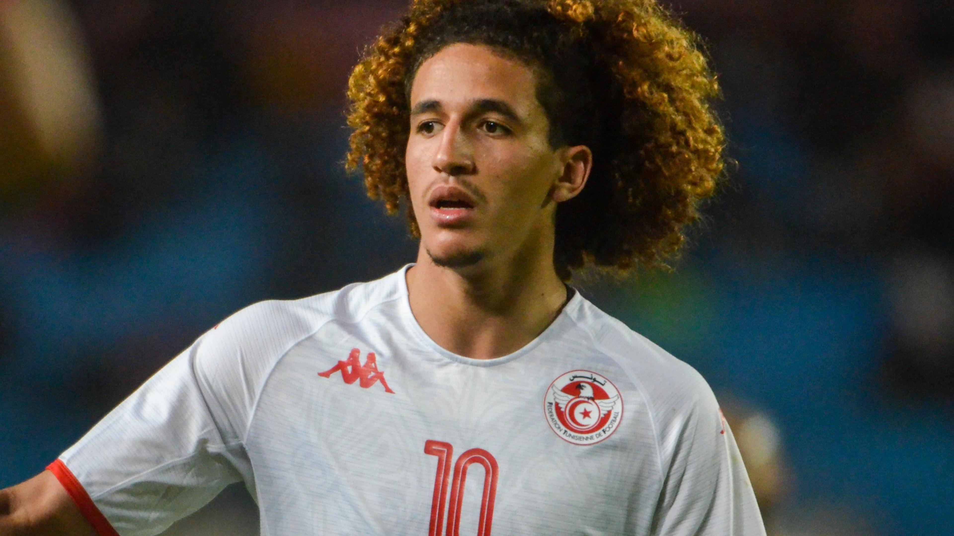 Hannibal Mejbri in action for Tunisia