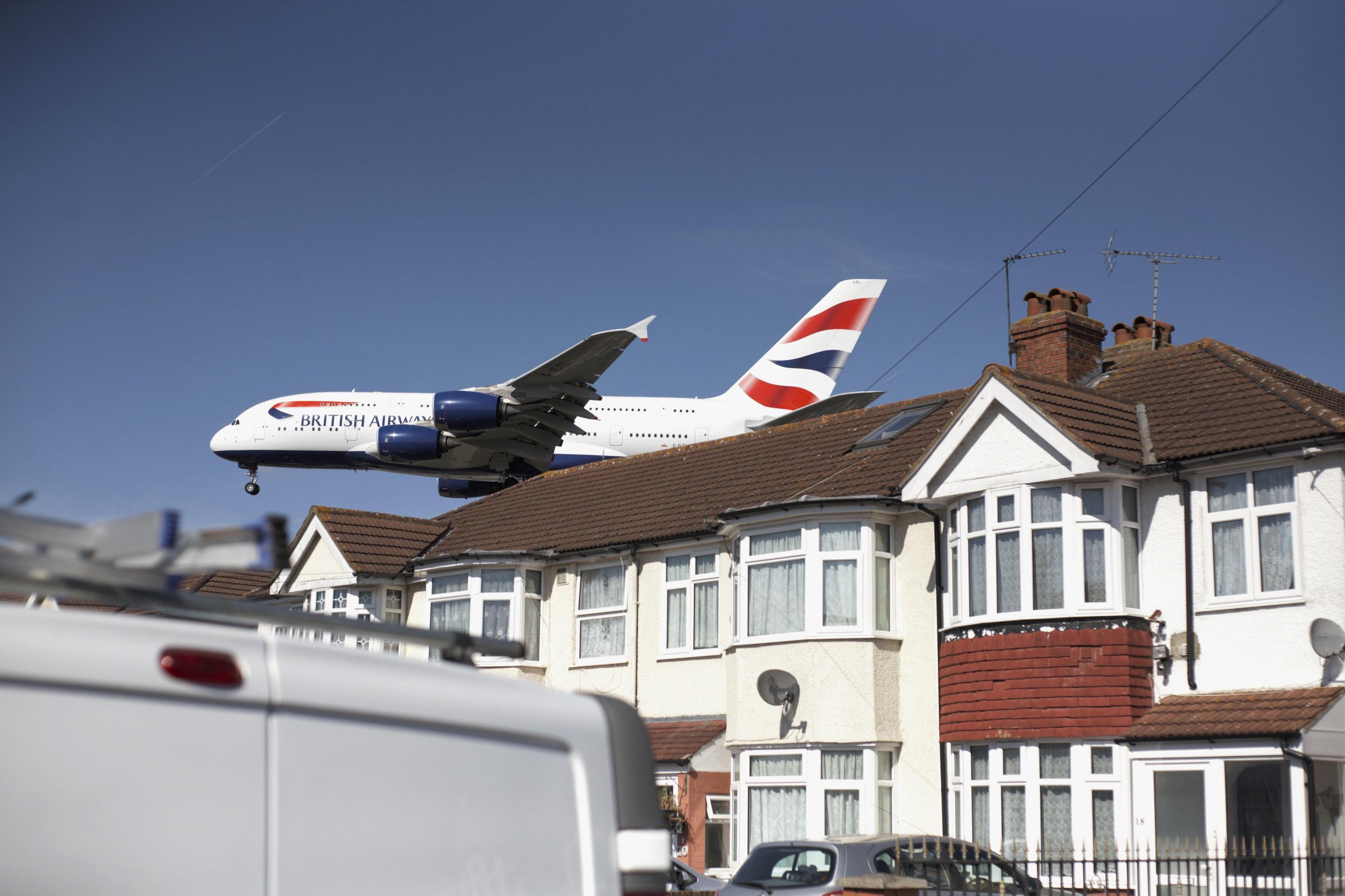 BA plane lands near houses