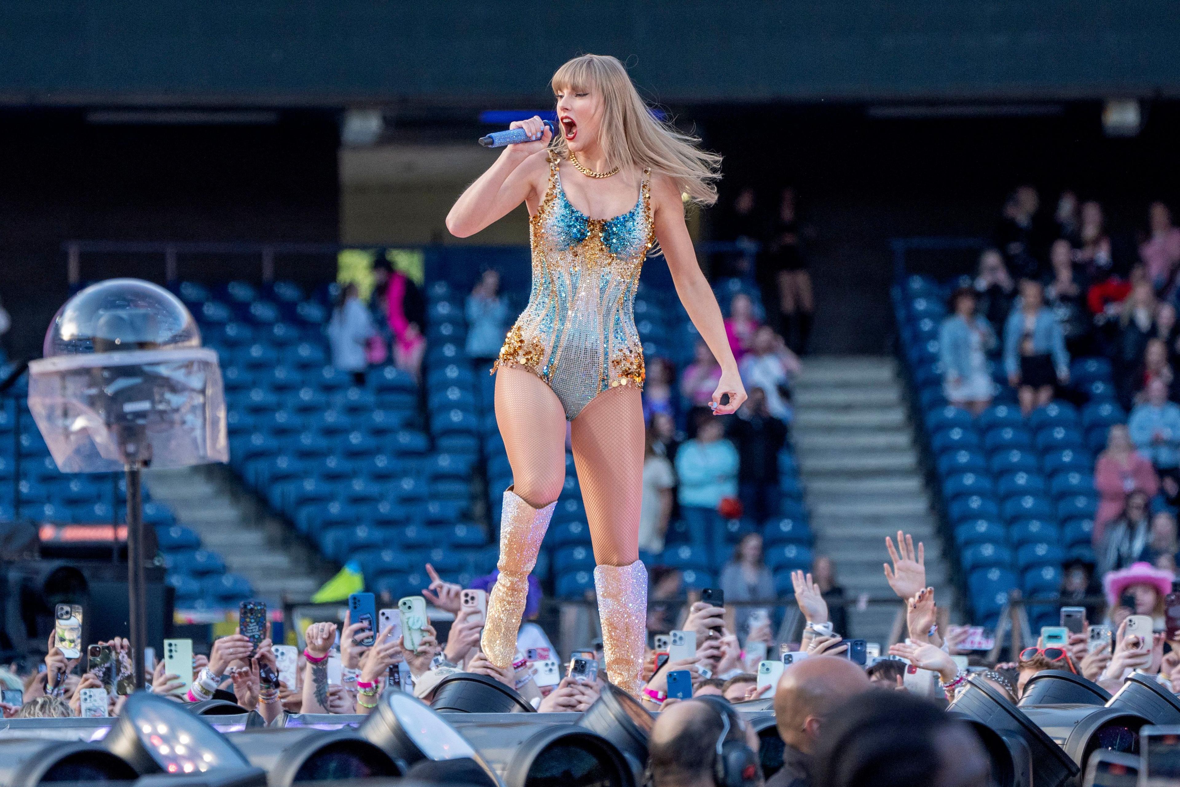 Taylor Swift on stage at Murrayfield Stadium in Edinburgh 