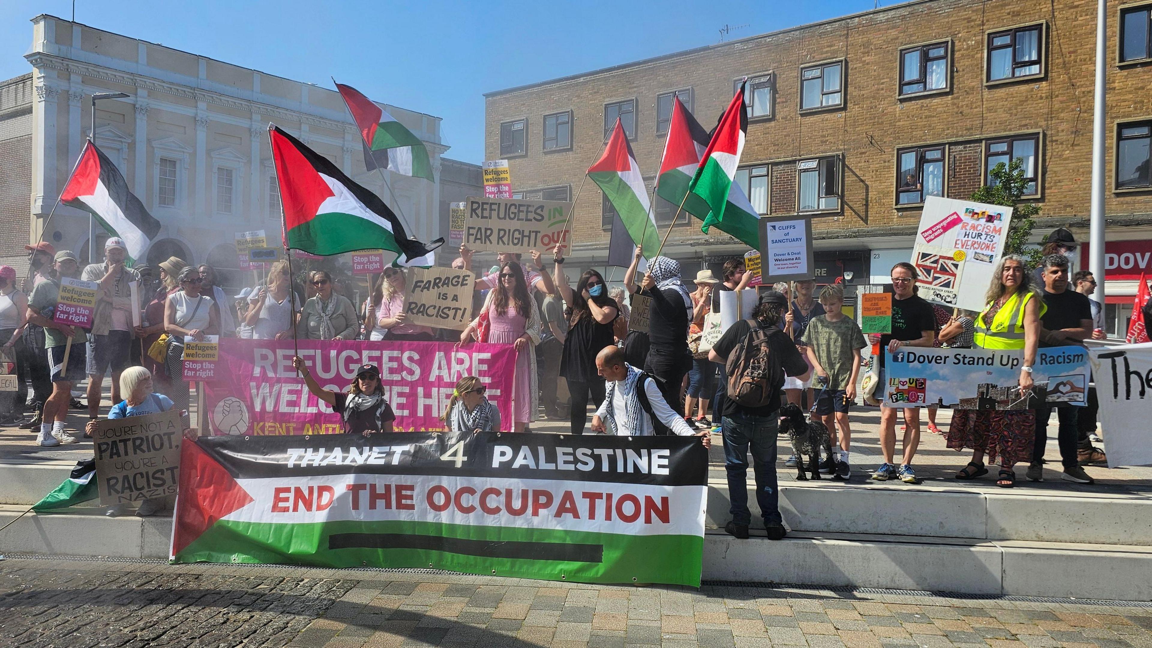 Anti-racism protesters in Dover