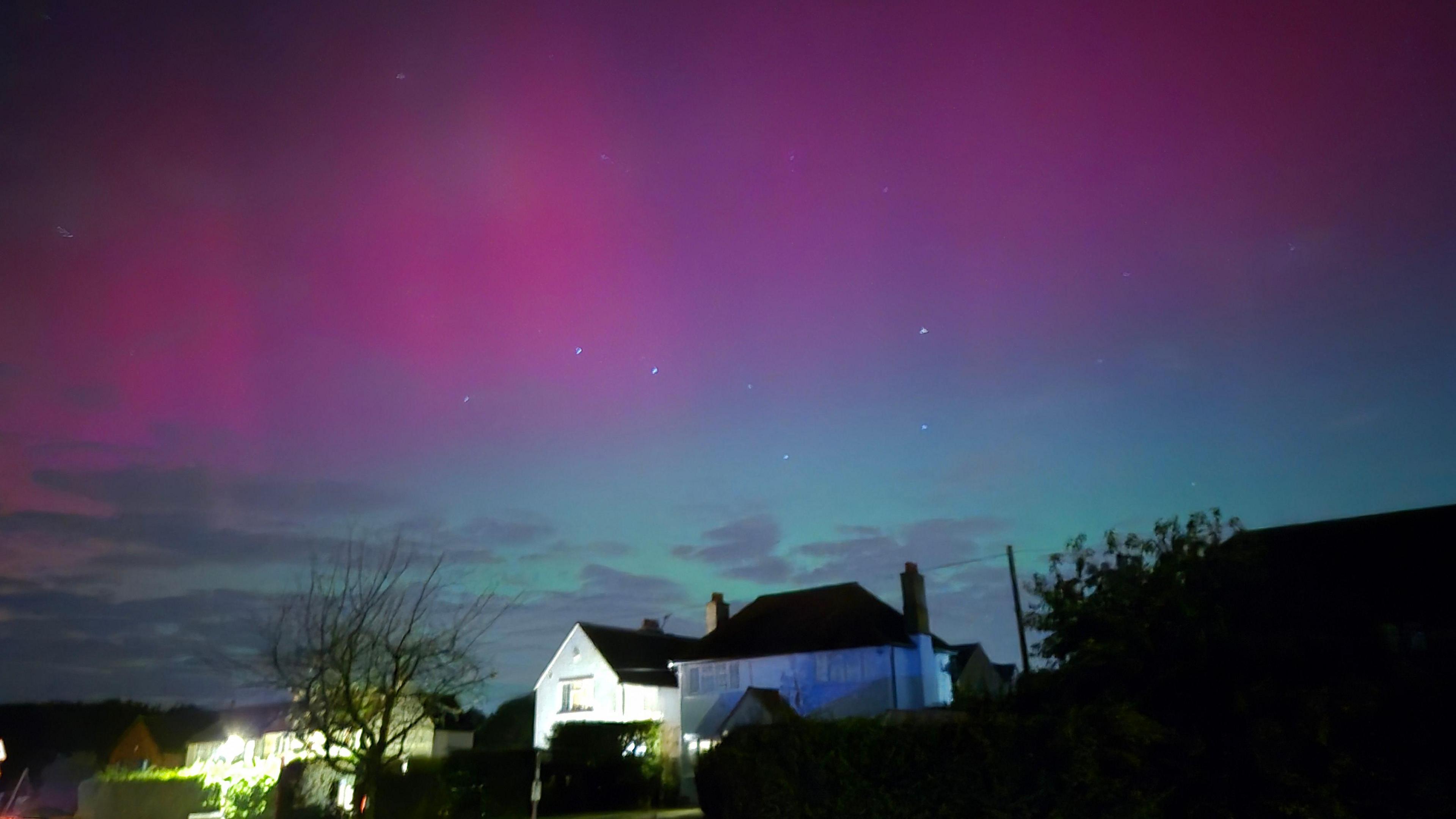 A splendid gradient of pink and blue hues covered the skies in Seer Green, Buckinghamshire