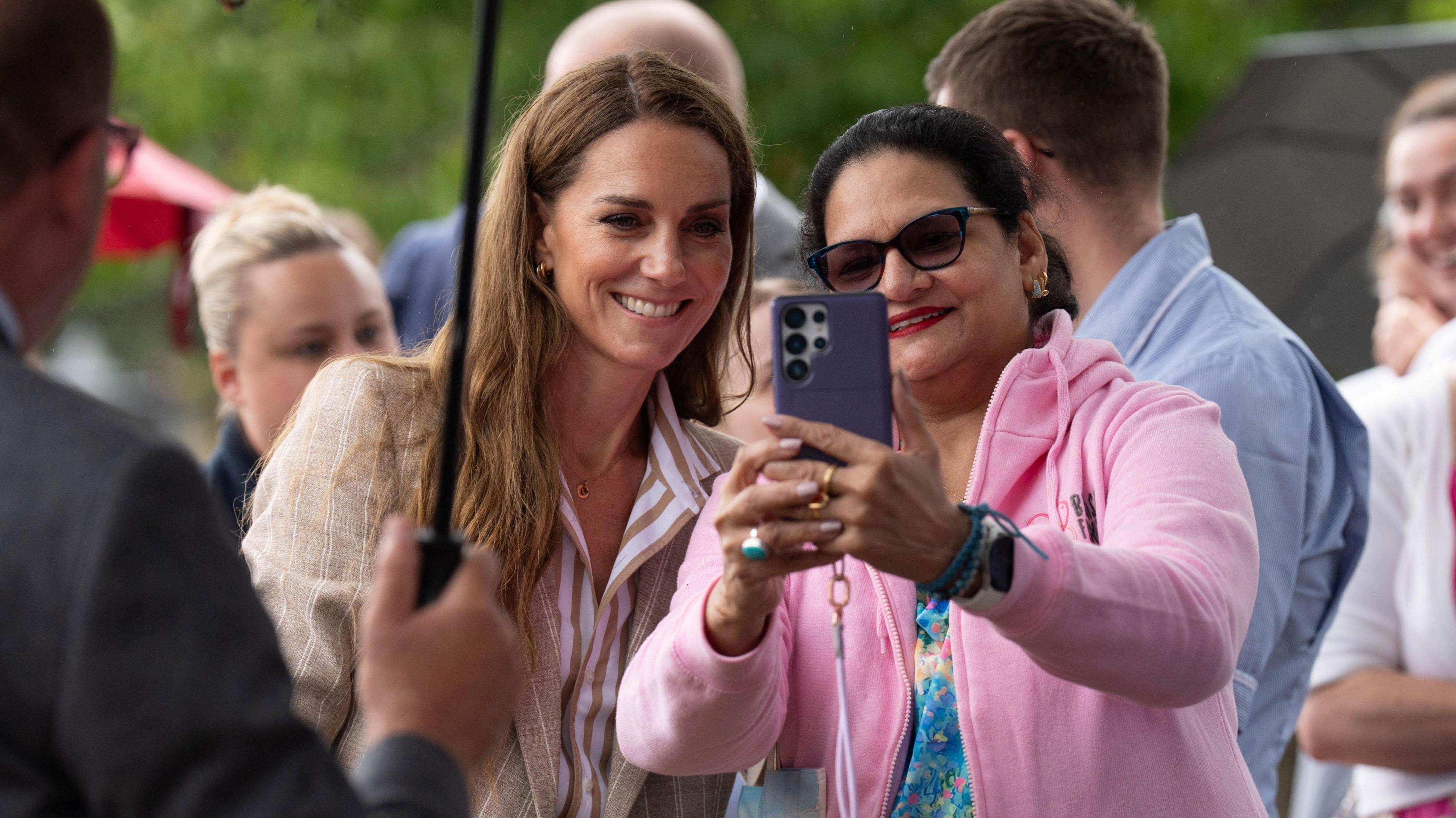 The princess posed for selfies on the visit to the hospital in Colchester