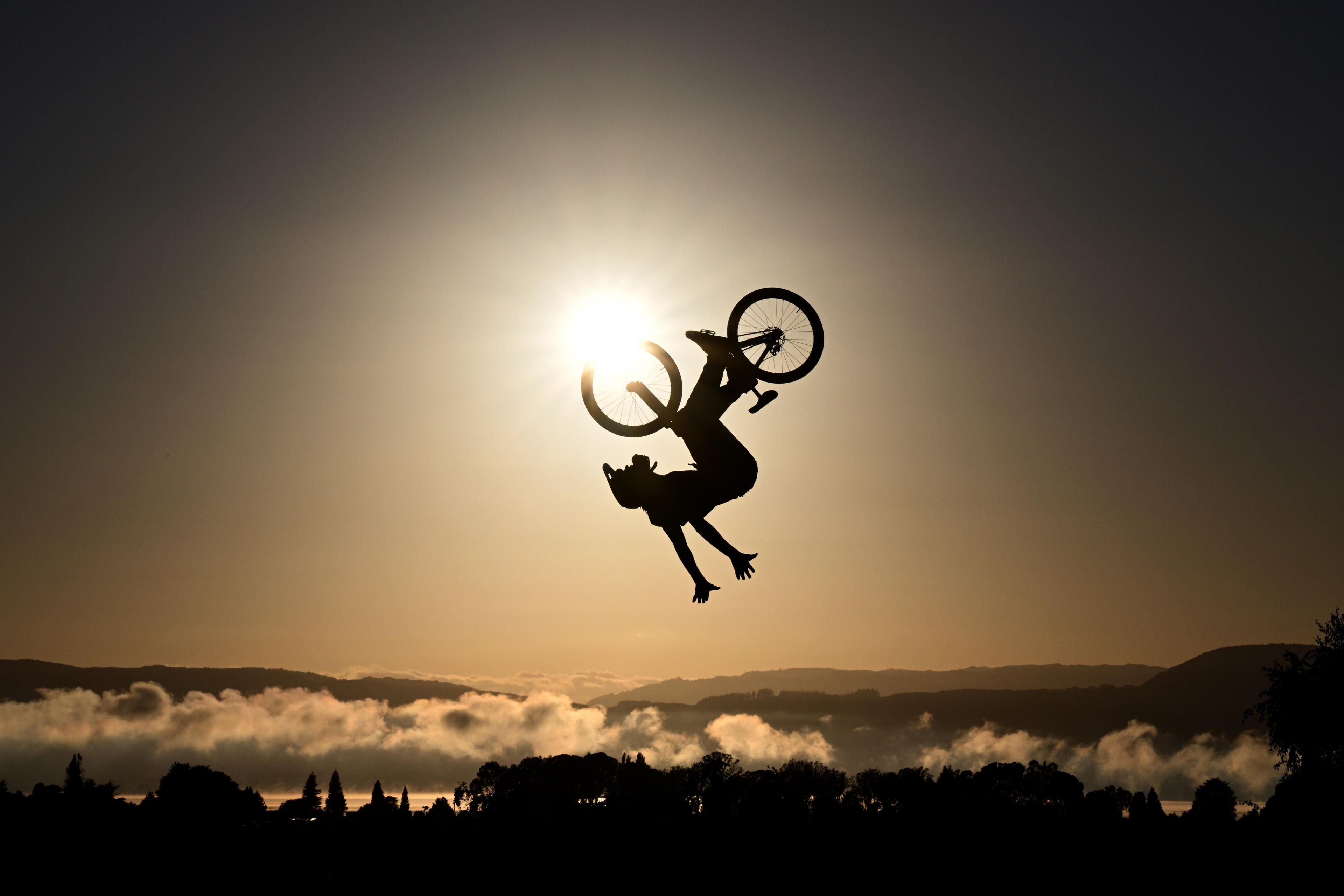 France's Tim Bringer competes in the Maxxis Slopestyle in Memory of McGazza final during Crankworx in Rotorua, New Zealand