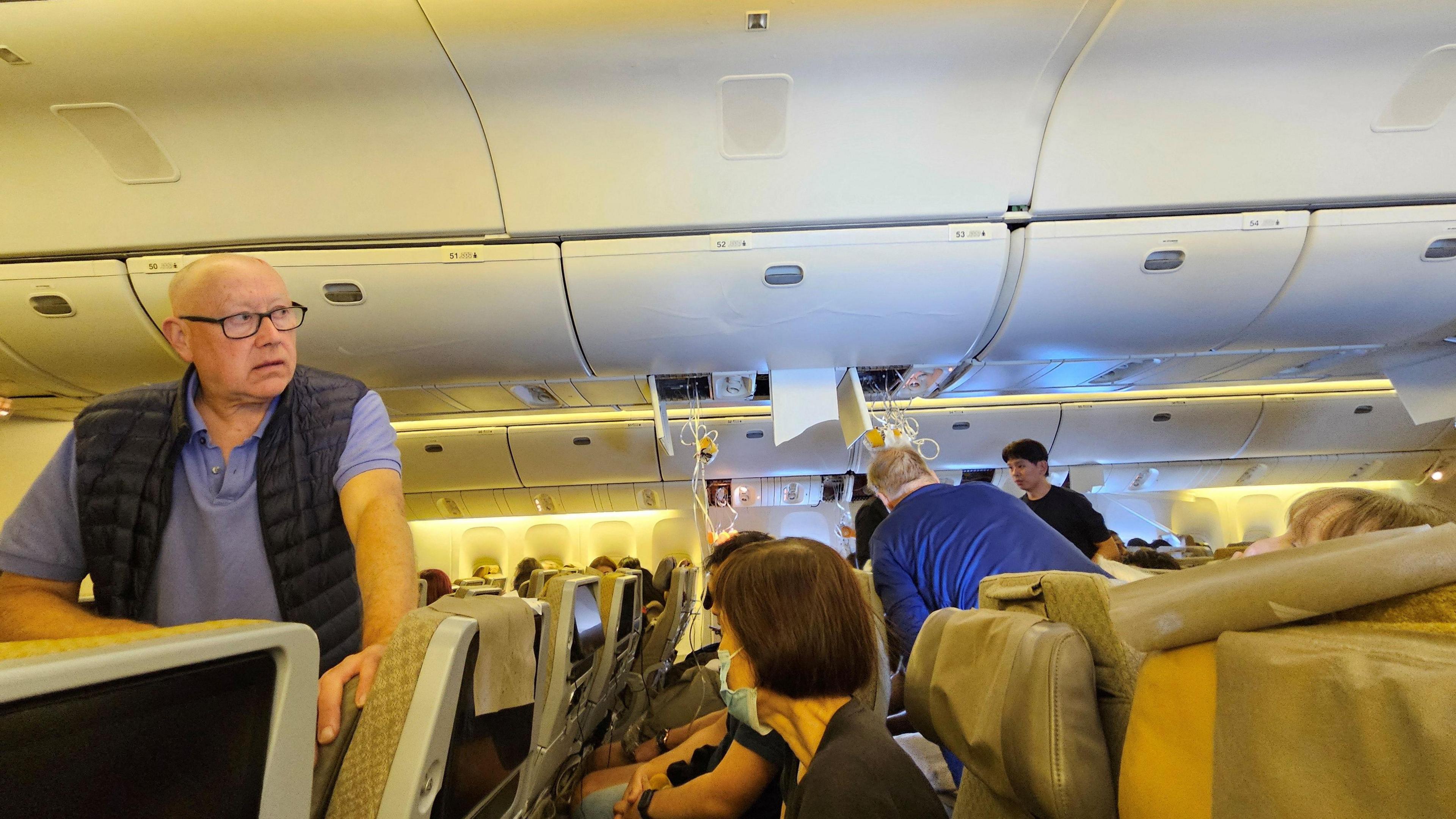 Oxygen masks hanging above a patient