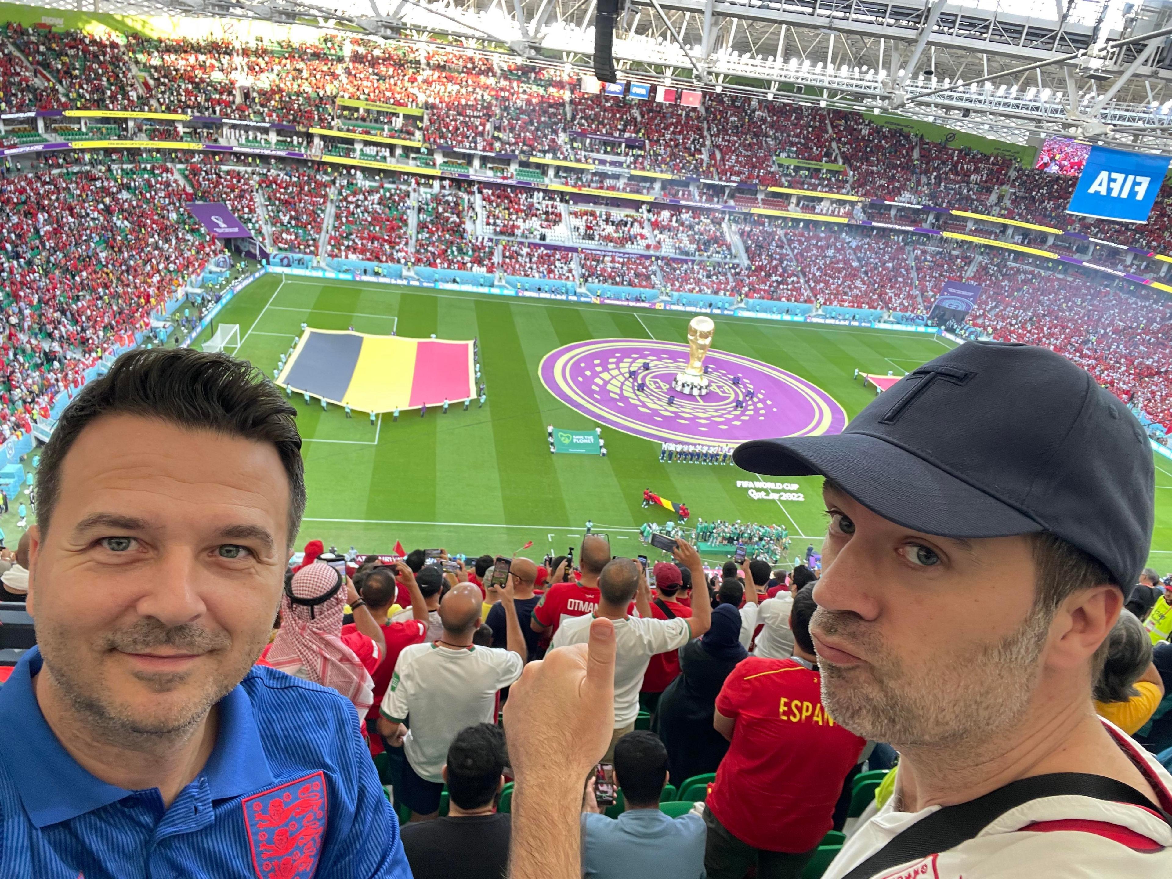 Lee and Aaron watching a World Cup game