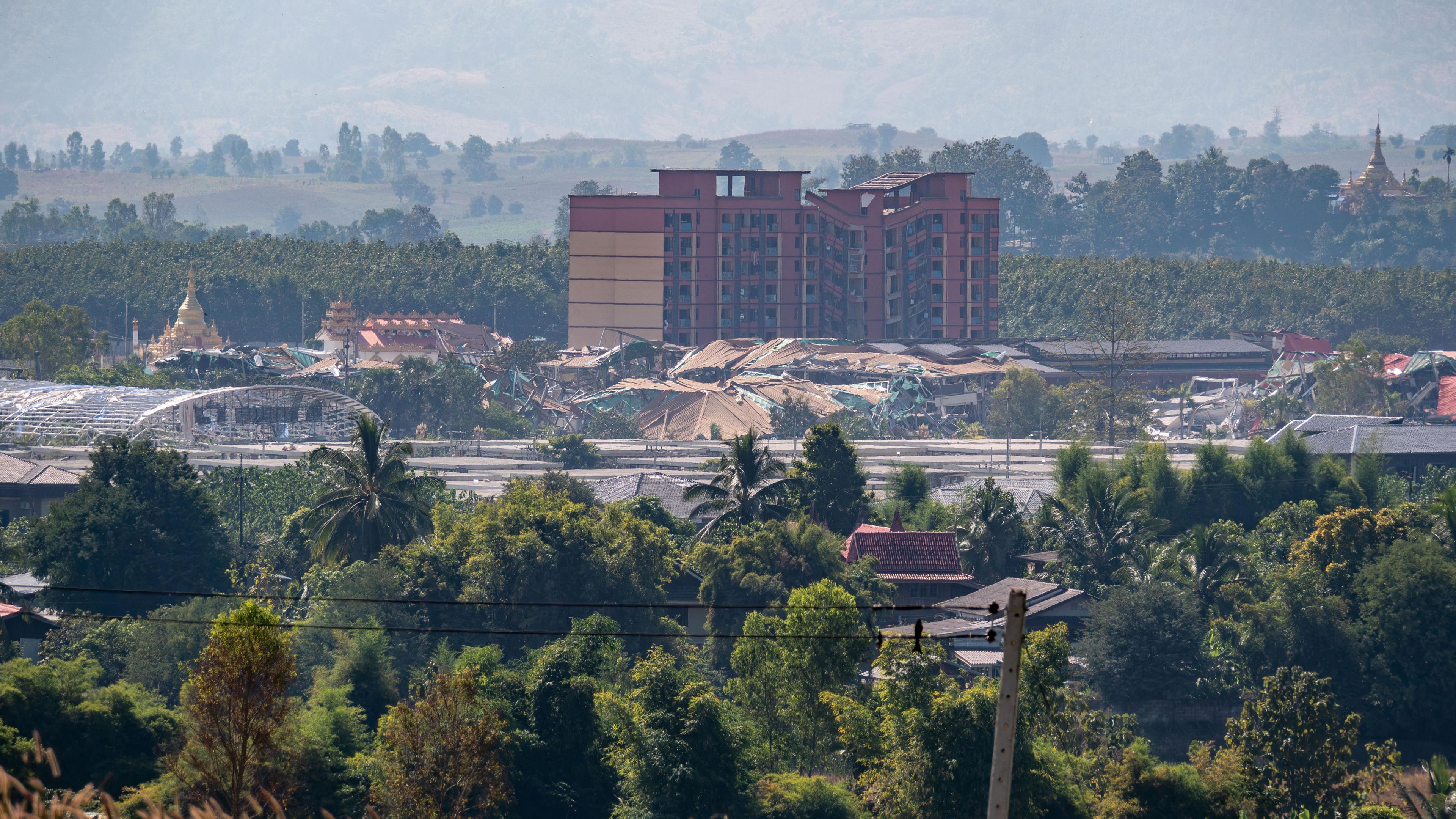 KK Park as seen from across the Thai-Myanmar border.