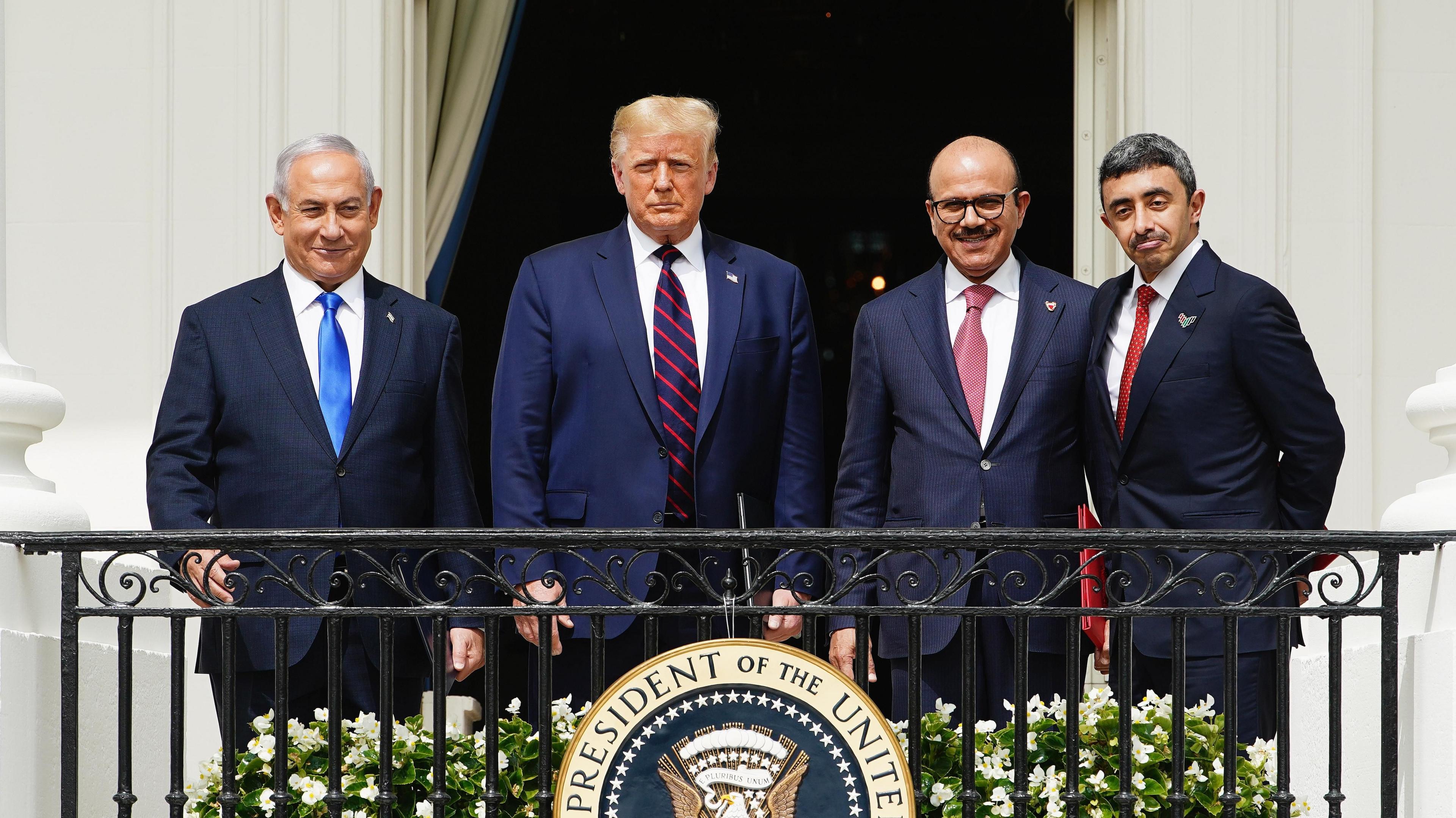 File photo: (L-R) Benjamin Netanyahu, Donald Trump, Sheikh Khalid bin Ahmed Al Khalifa and Sheikh Abdullah bin Zayed bin Sultan Al Nahyan during the Abraham Accords signing ceremony at the White House, (15 September 2020)