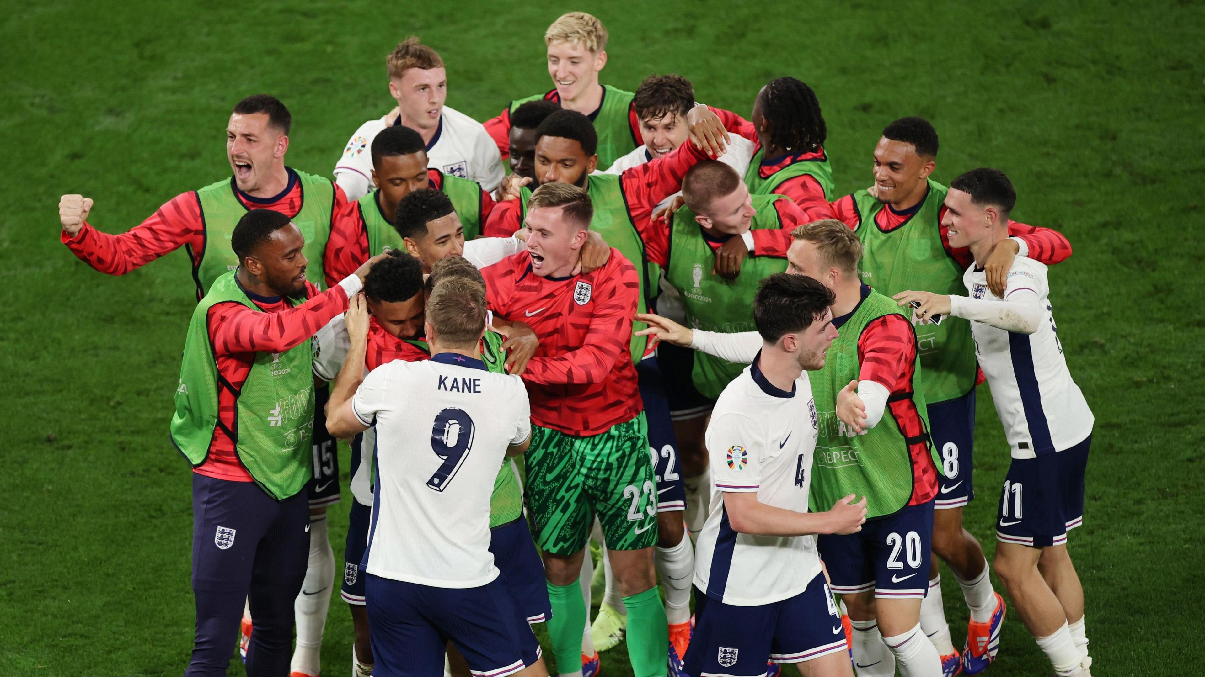 England celebrating their win over the Netherlands