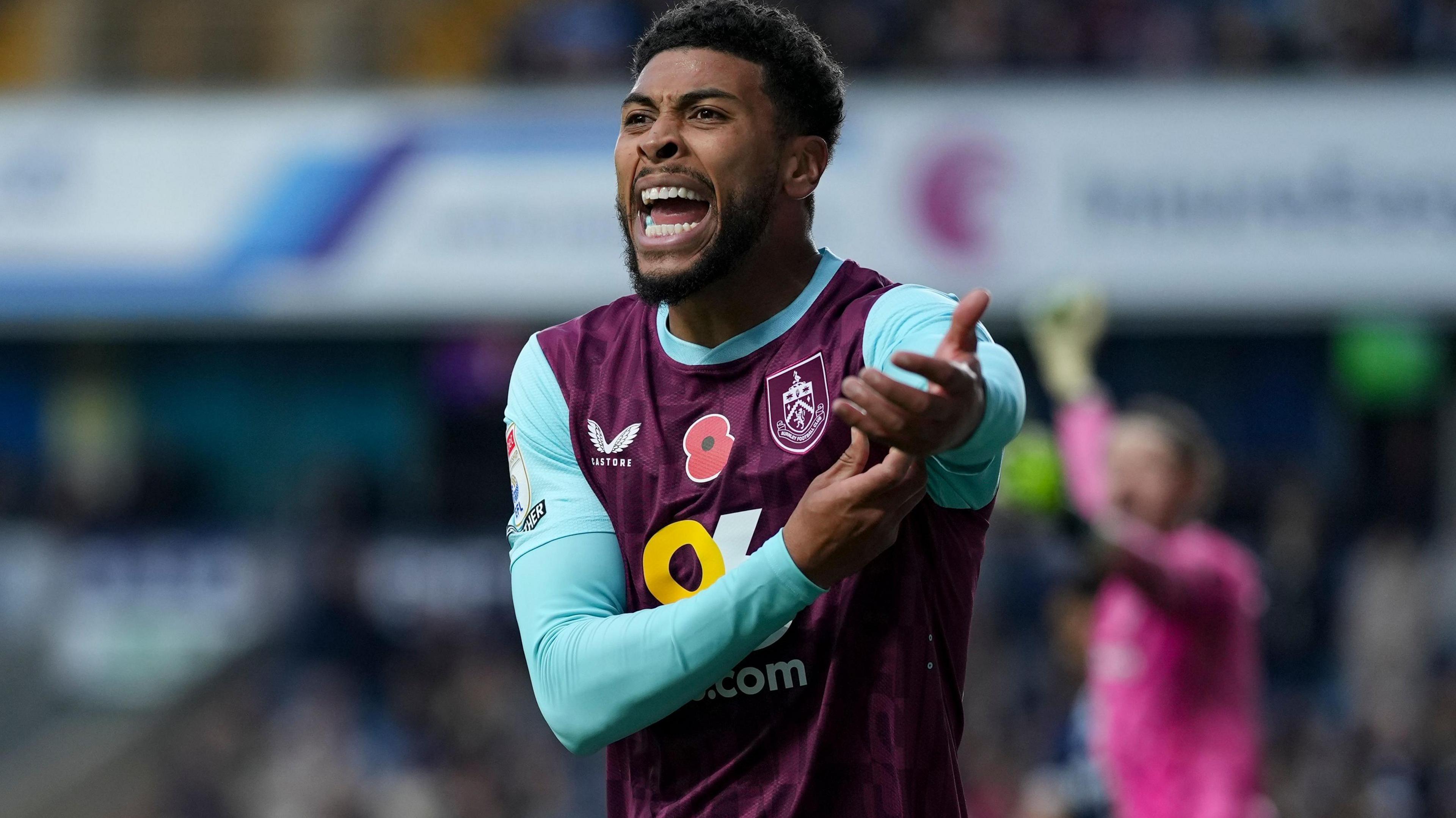 Josh Laurent appeals for a penalty for Burnley