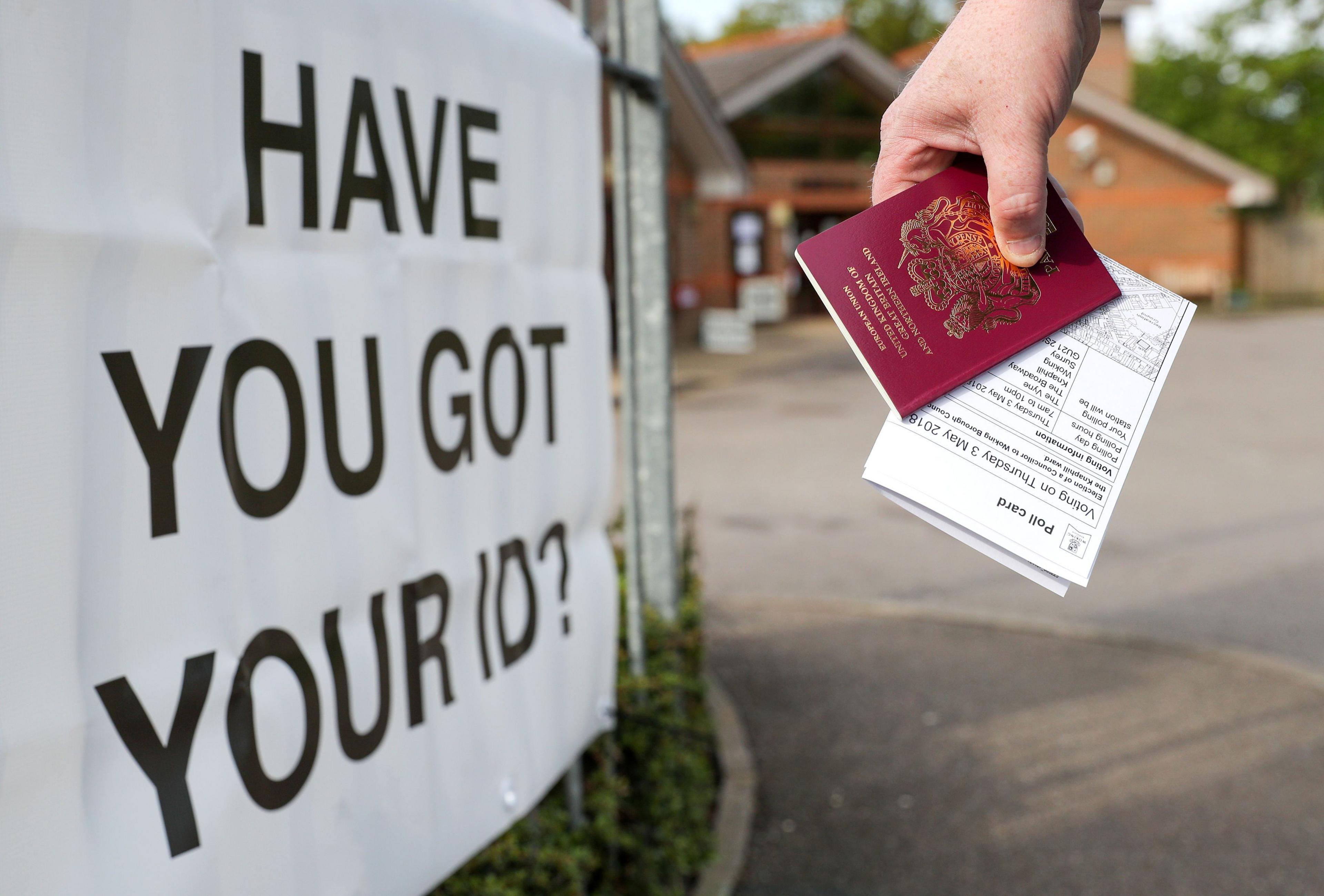 Photograph of a passport at a polling station