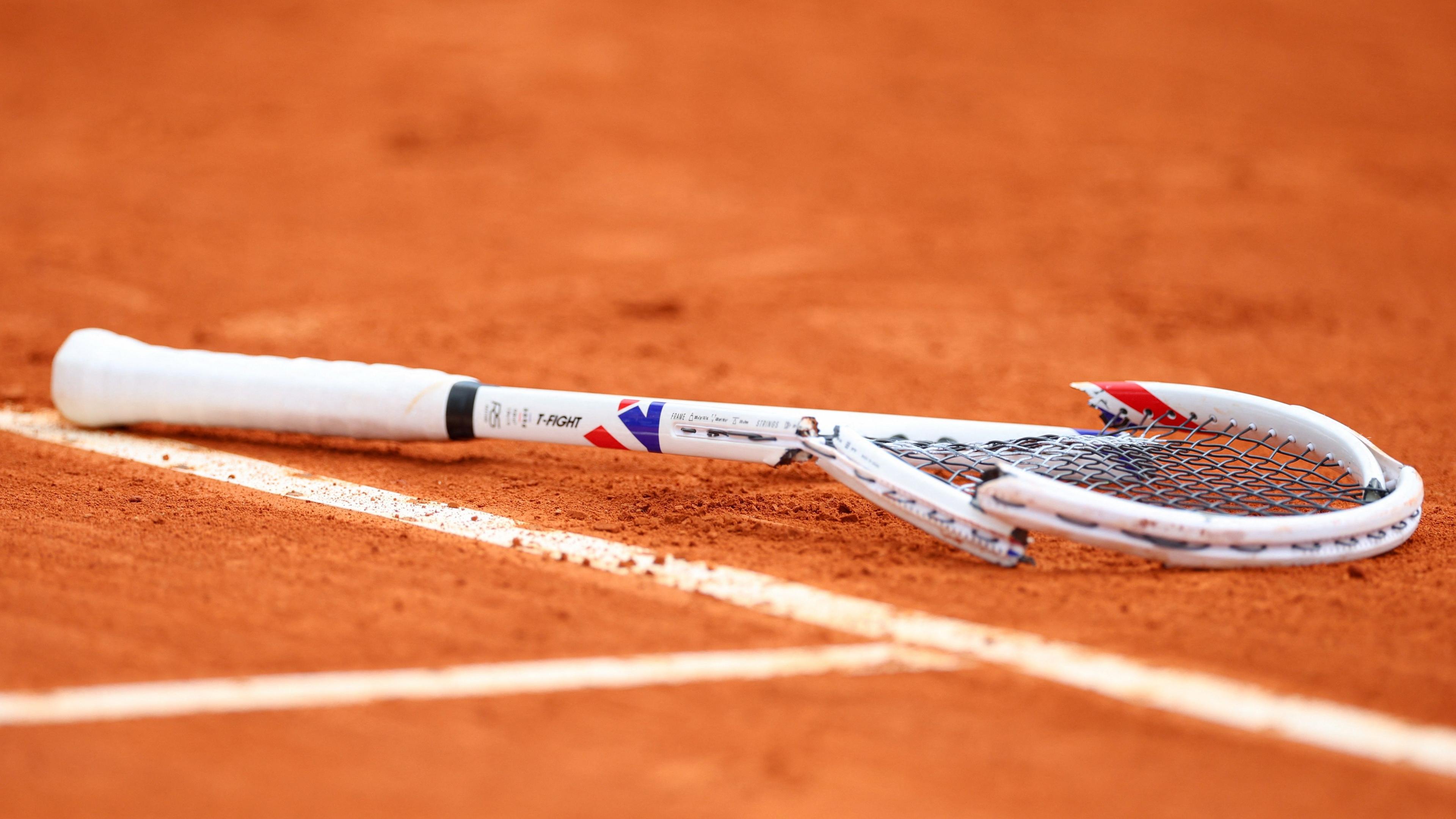 Daniil Medvedev's broken racque