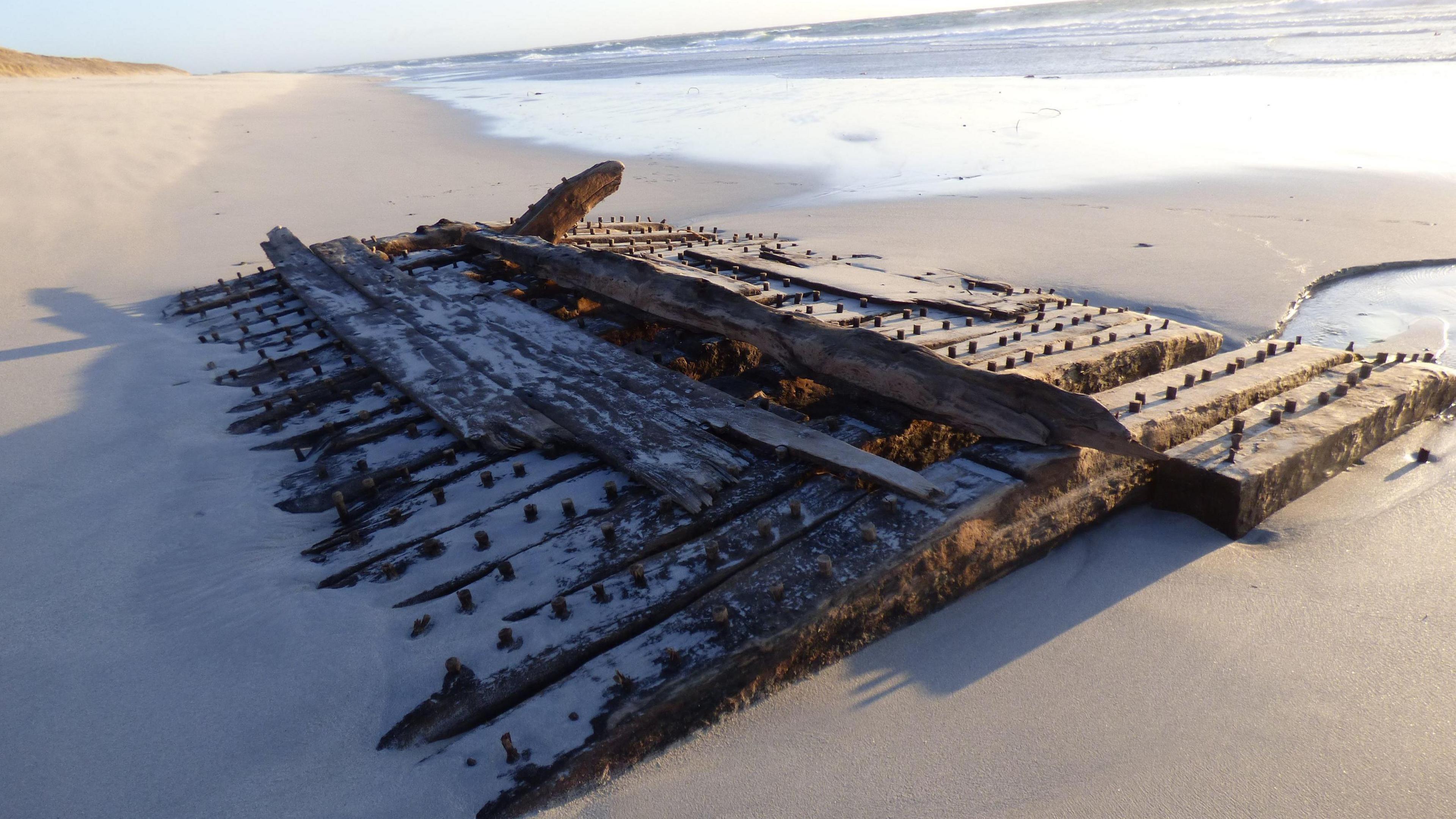 The shipwreck after it was found in Sanday in February