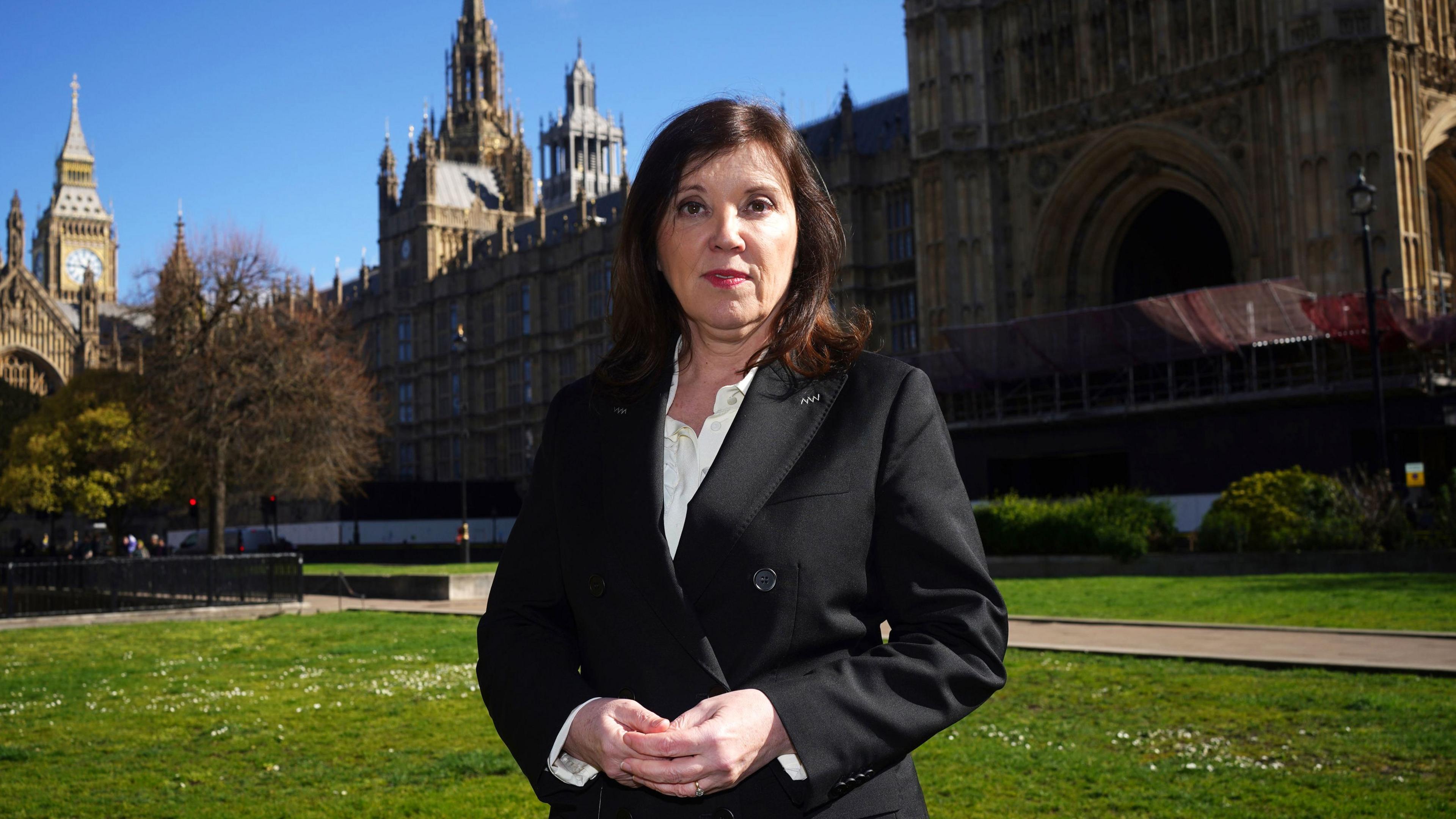 Children's Commissioner for England, Dame Rachel de Souza, stands outside Westminster