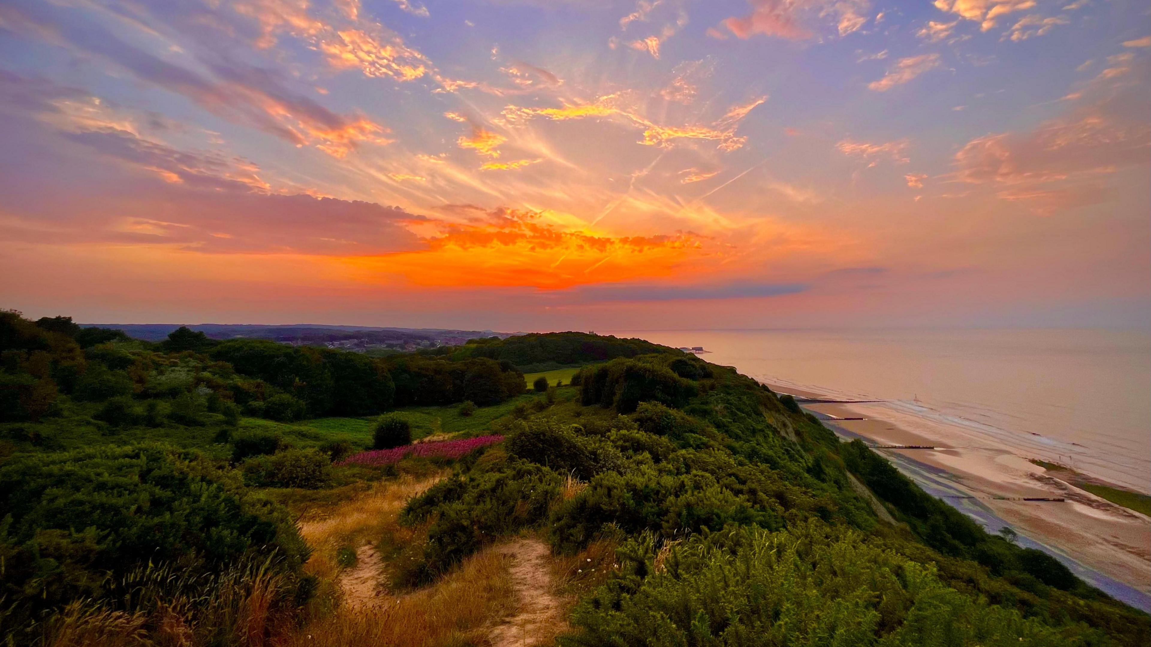 Cromer beach with a sunset