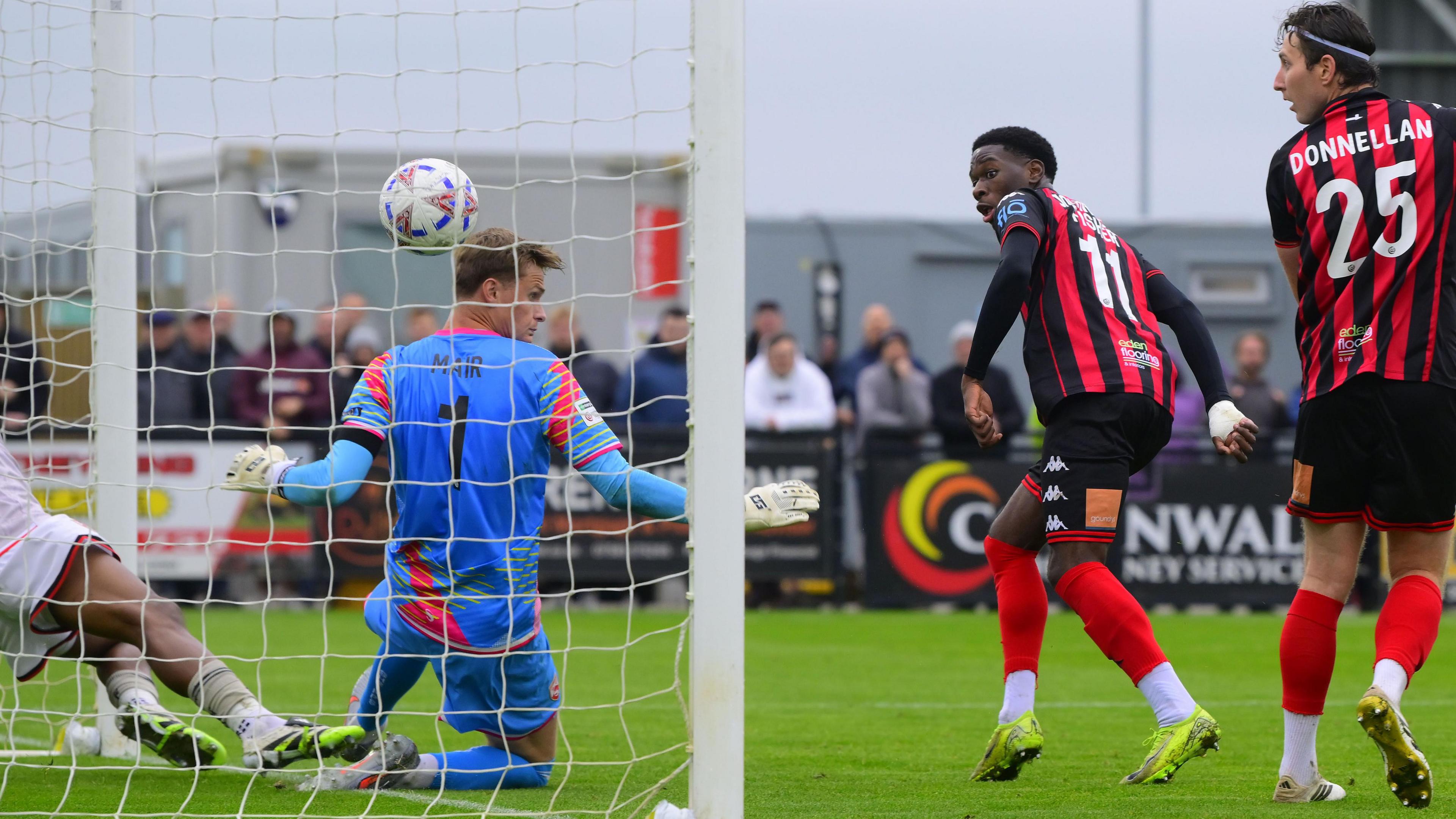 Dominic Johnson-Fisher scores his first goal in the National League for Truro City