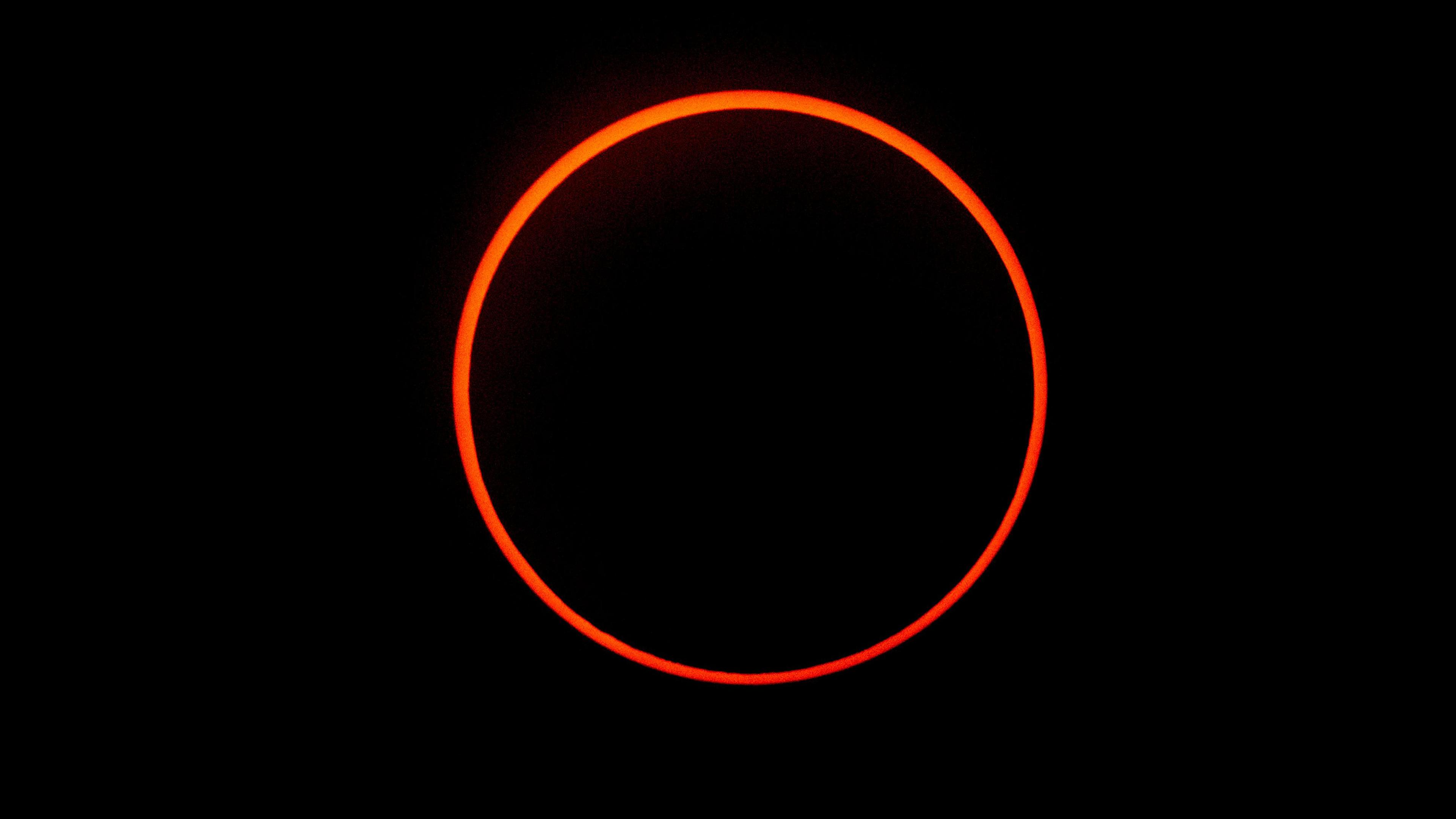 The 'ring of fire' effect caused during the annular solar eclipse