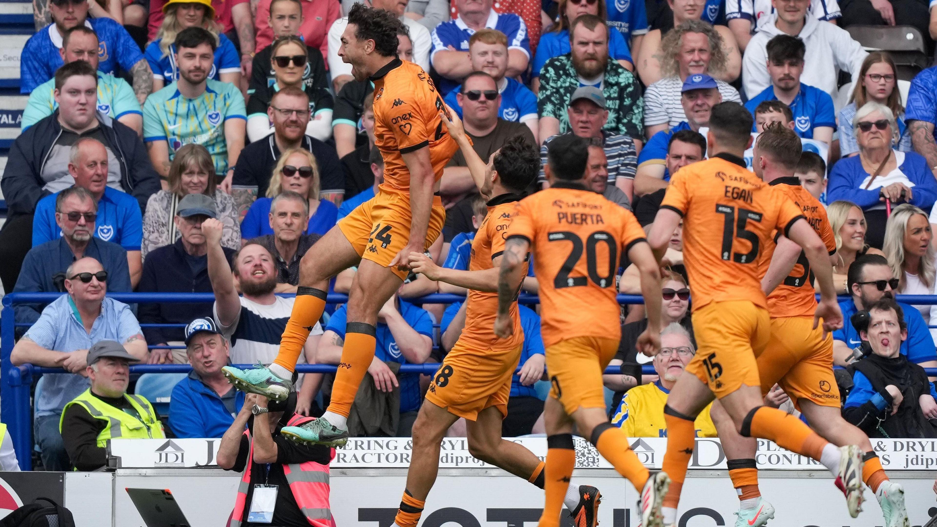 Matt Crooks celebrates scoring for Hull