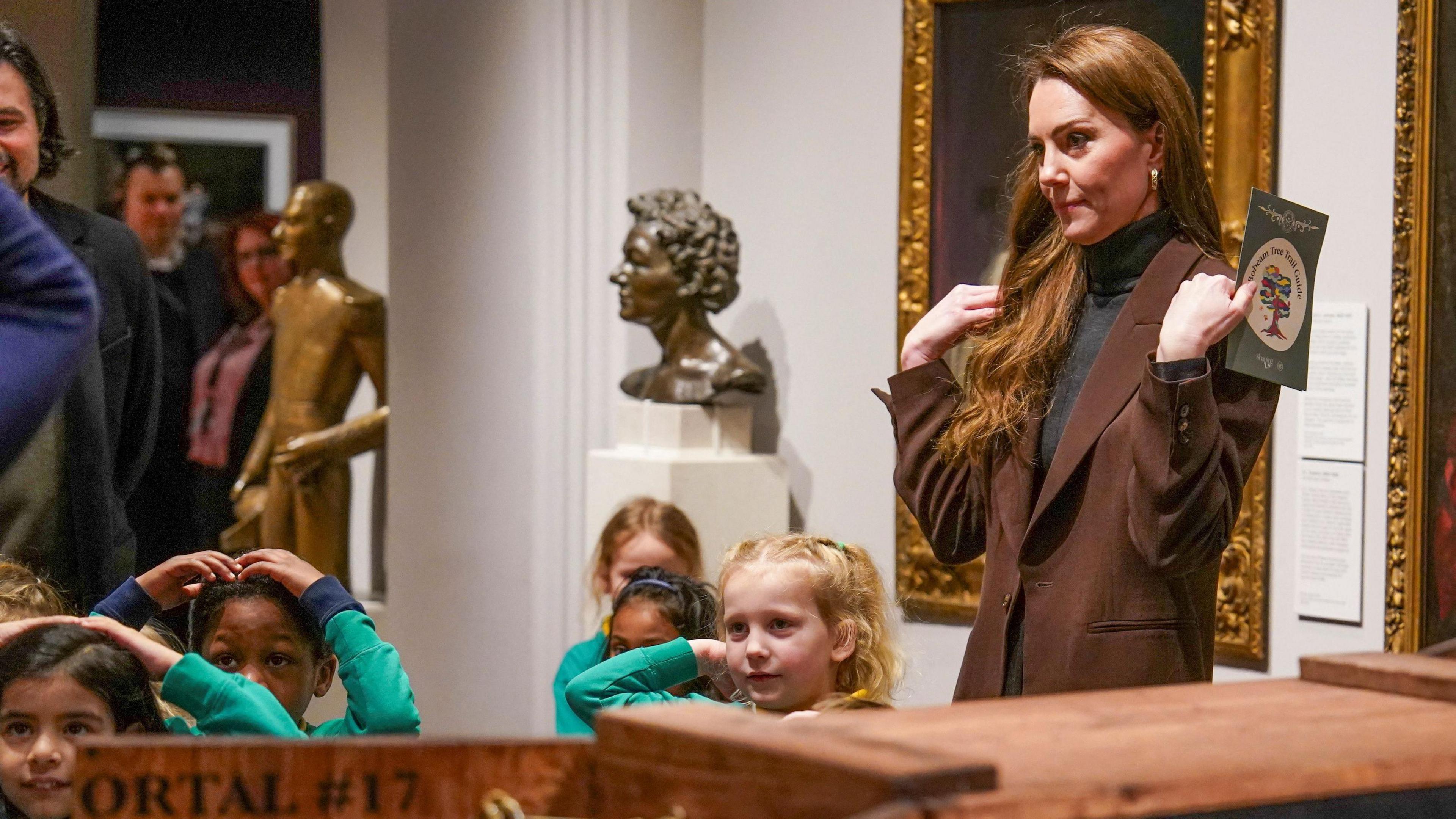 Princess of Wales at her recent trip to the National Portrait Gallery, taking part in activities with some primary school children