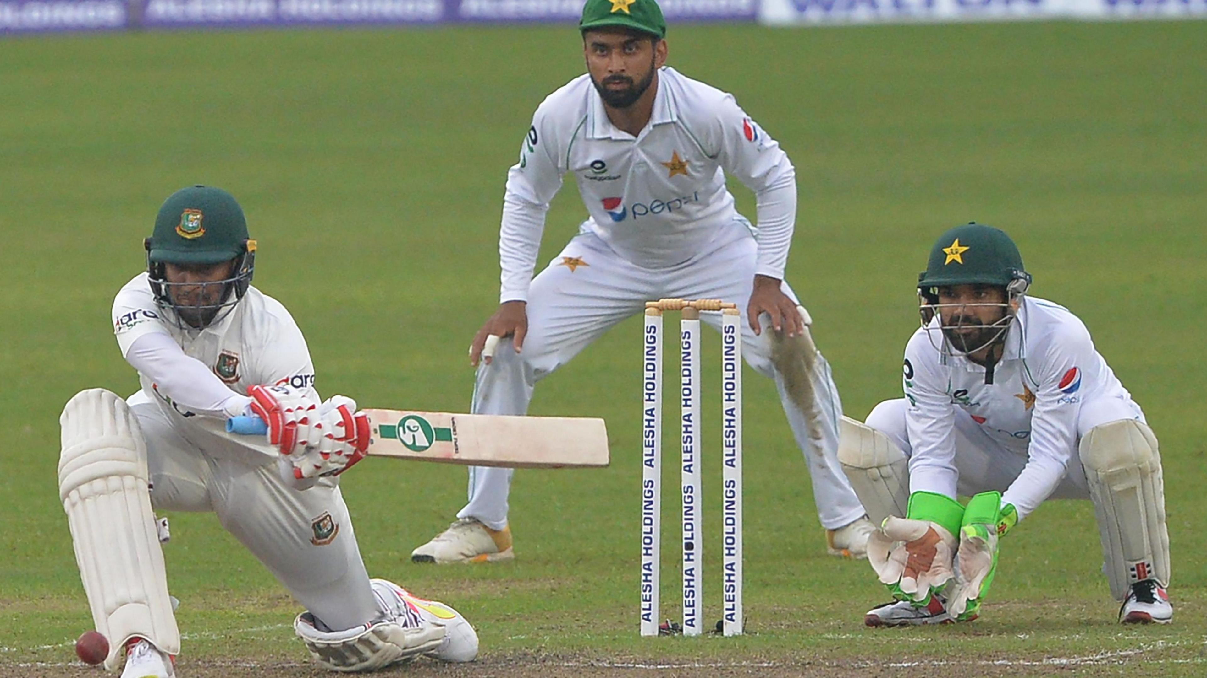 Bangladesh batter Shakib Al Hasan hits out against Pakistan