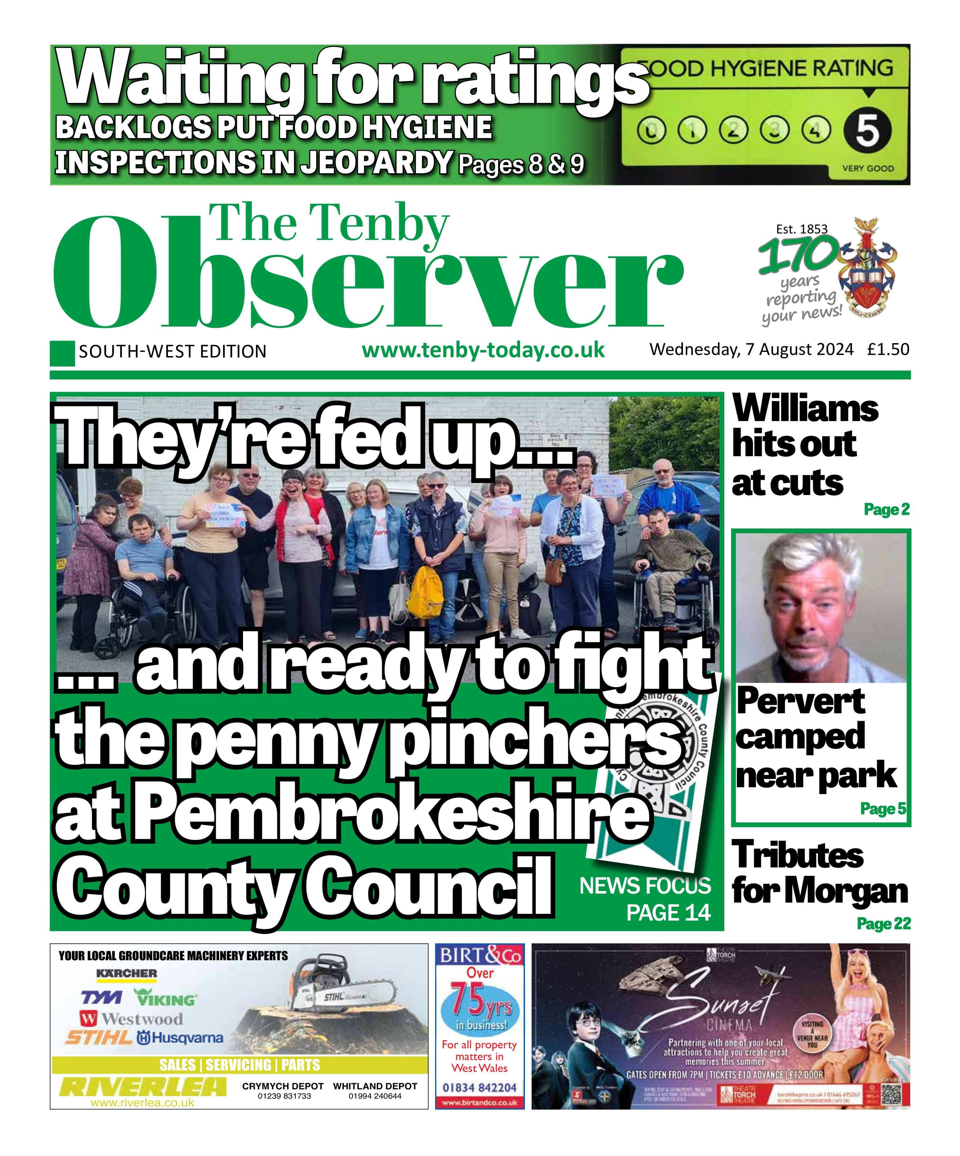 The Tenby Observer front page