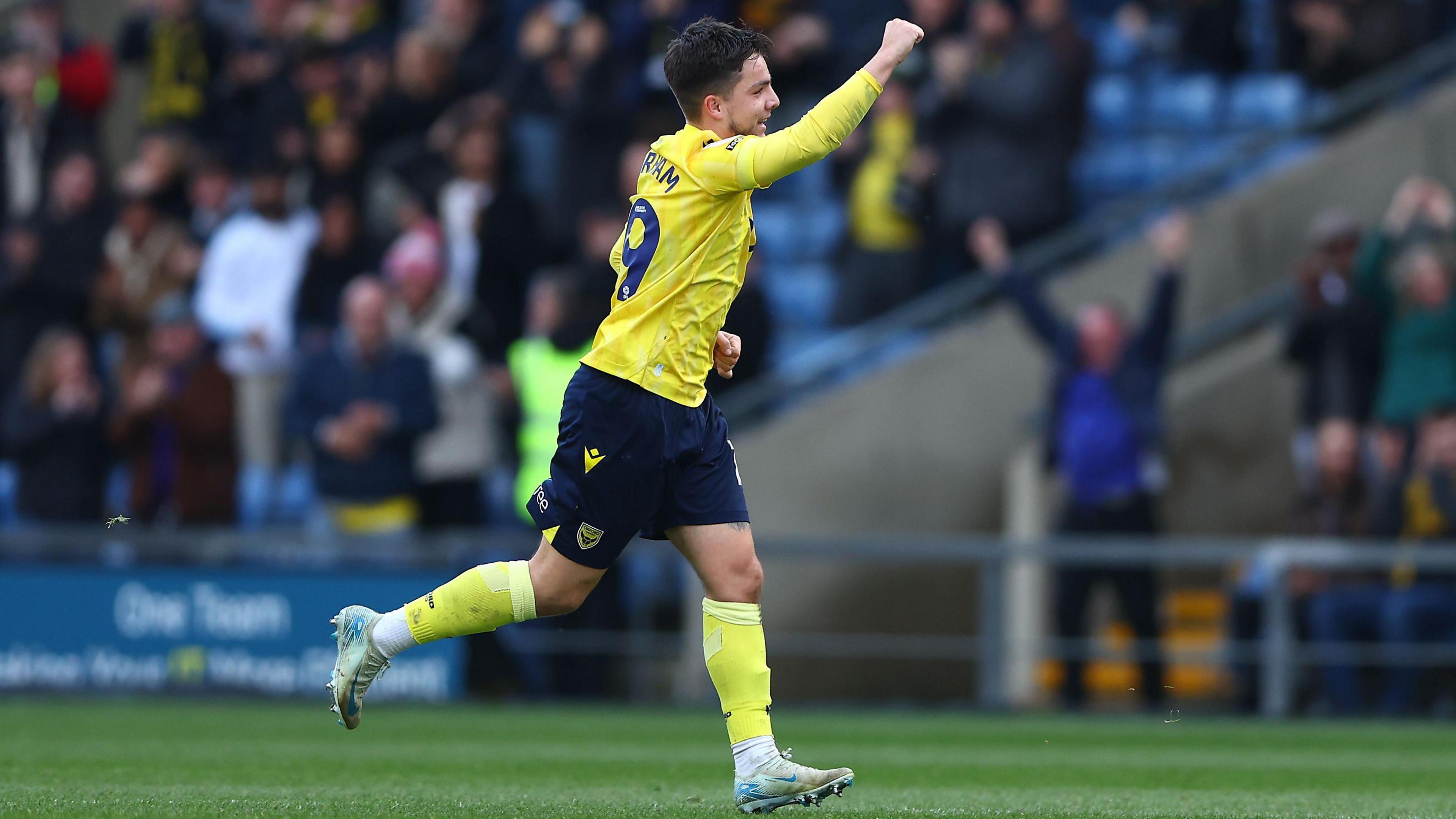 Tyler Goodrham celebrates scoring against Millwall in the Championship